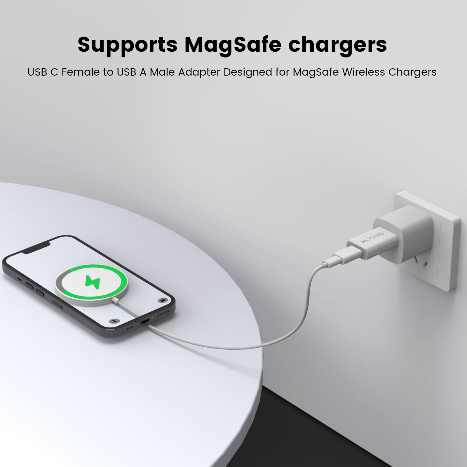 MOSWAG 4 Pack USB to USB C Adapter - USB C Female to A Male OTG Converter - Compatible with MacBook Pro, iMac, Laptops, PC - Fast Data Transfer & Charging for Apple MagSafe, Computers, Smartphones - Perfect for Home, Office & Travel Use