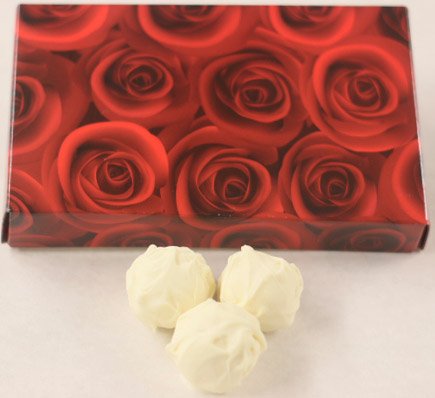 Scott's Cakes Premium White Chocolate Covered Pistachio Butter Truffles - 1 Pound Gift Box with Red Roses - Perfect for Valentine's Day, Anniversary Gifts & Holiday Treats