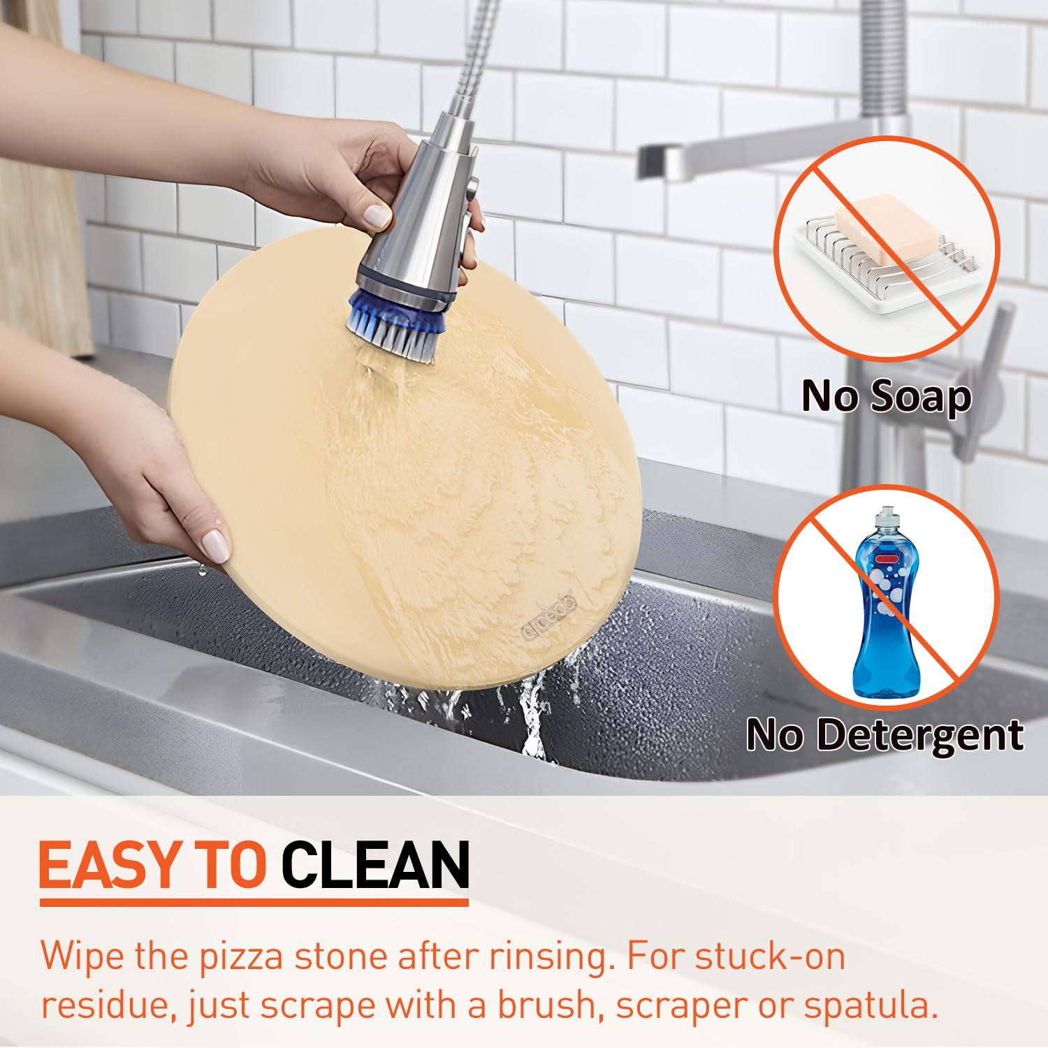 16 Inch Round Cordierite Pizza Stone for Oven - Thermal Shock Resistant Baking Stone for Bread, Pizza & BBQ Grilling - Includes PE Scraper - Perfect for Home Baking, Outdoor Cooking & Restaurant Use
