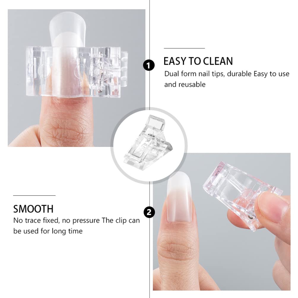 EXCLUZO 12PCS Transparent Nail Tips Clip - False Nail Extension Kit with Finger Clamps for Acrylic & Gel Nails - Professional Manicure Tool for Salon & Home Use - Perfect for DIY Nail Art & Nail Extension