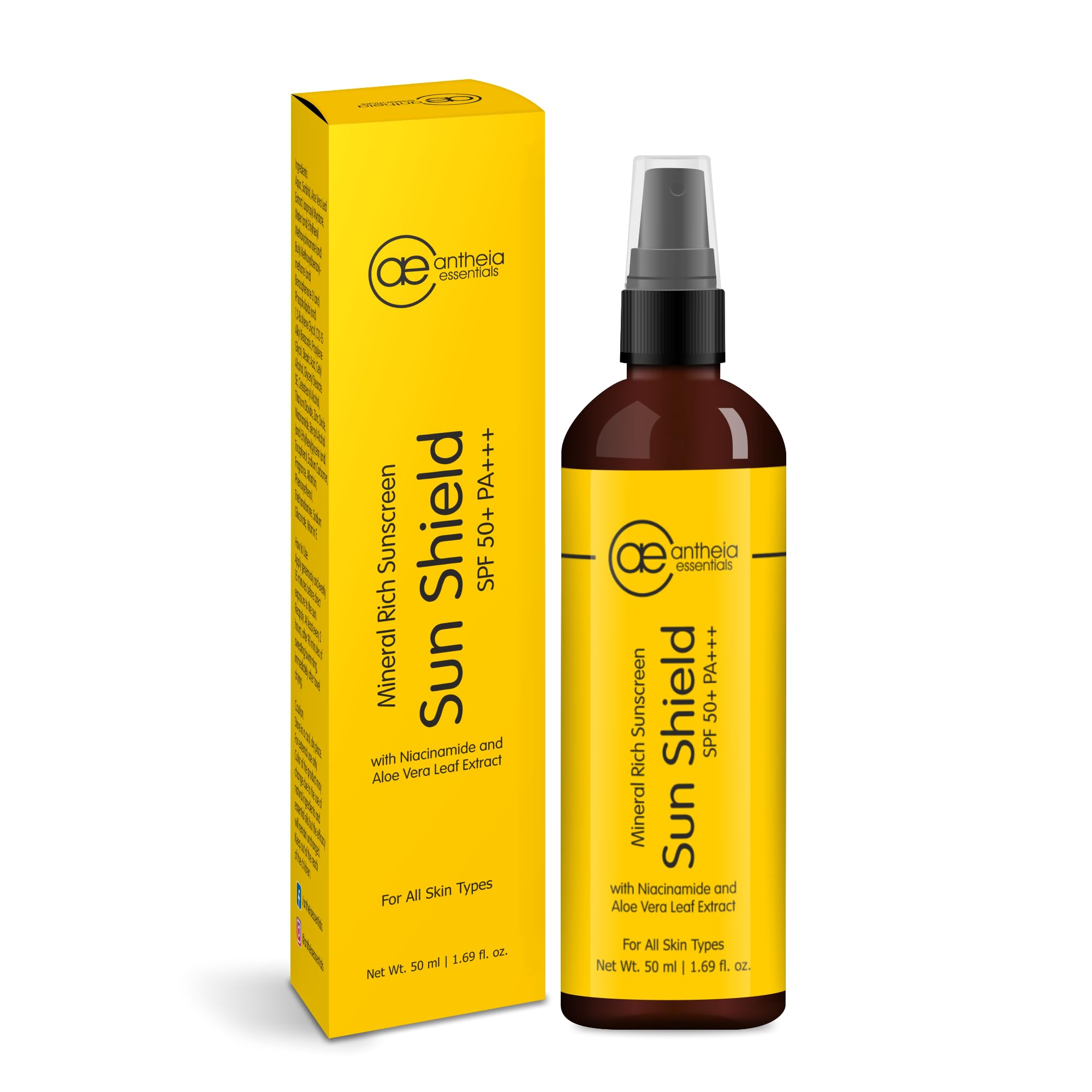 Antheia Essentials SPF 50 PA+++ Sunscreen for Women - Broad Spectrum Protection, No White Cast, Sensitive Skin Friendly with Dewy Finish - 50ml | Daily Face Moisturizer for Outdoor Activities, Beach & Travel