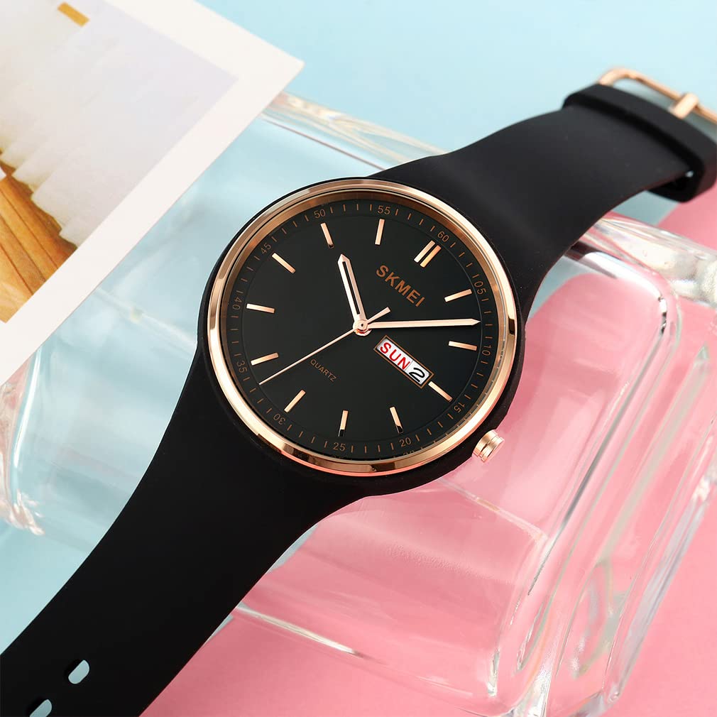 SKMEI Women's Sports Watch - Large Face, Waterproof, Silicone Band, Analog Quartz with Day & Date - Perfect for Running, Gym, and Casual Wear - Ideal Gift for Girls and Young Ladies (White)