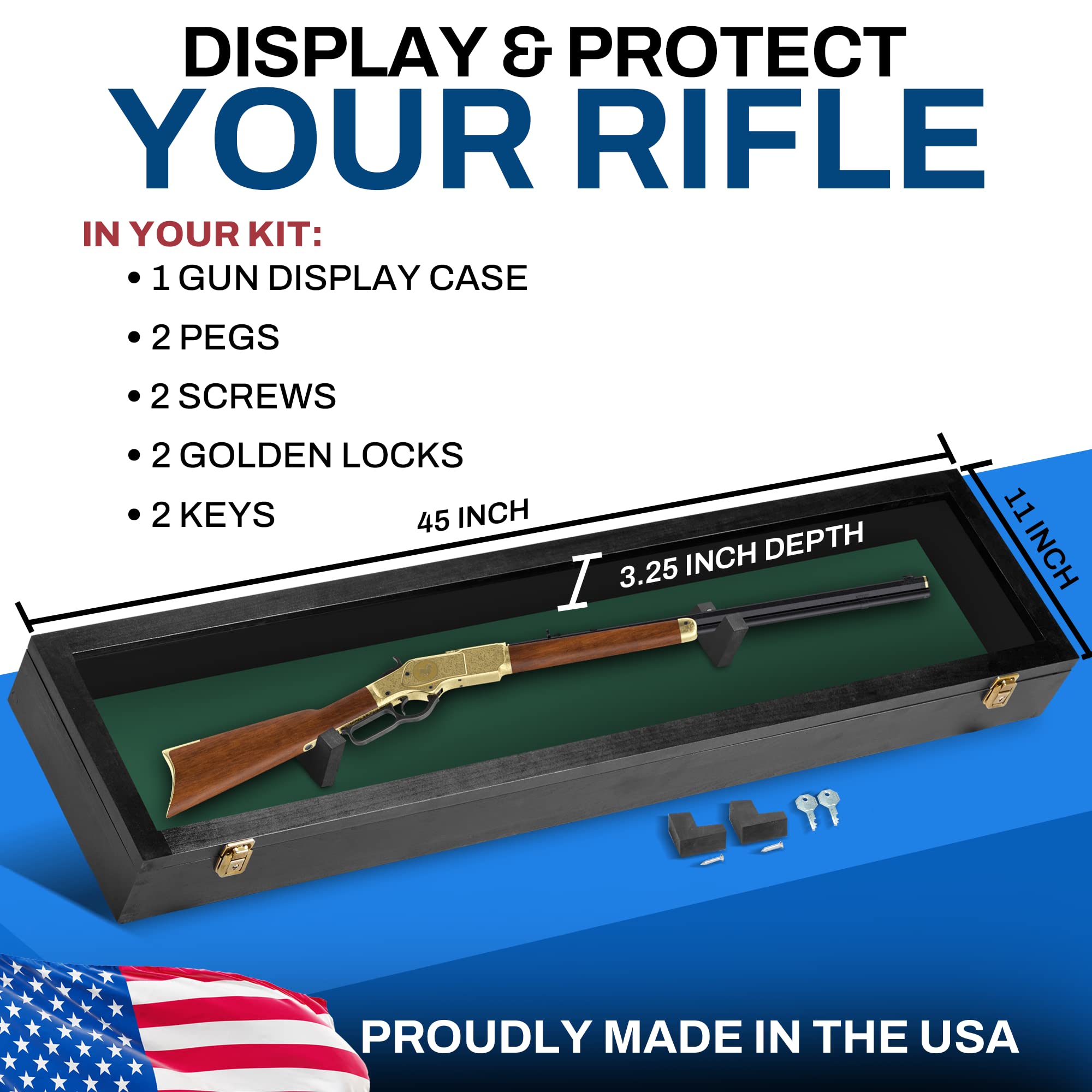 Lockable Gun Display Case for Rifles & Shotguns - Acrylic Door Wall Mount Cabinet for Firearms & Swords - Secure Storage for Home, Office, or Gun Range
