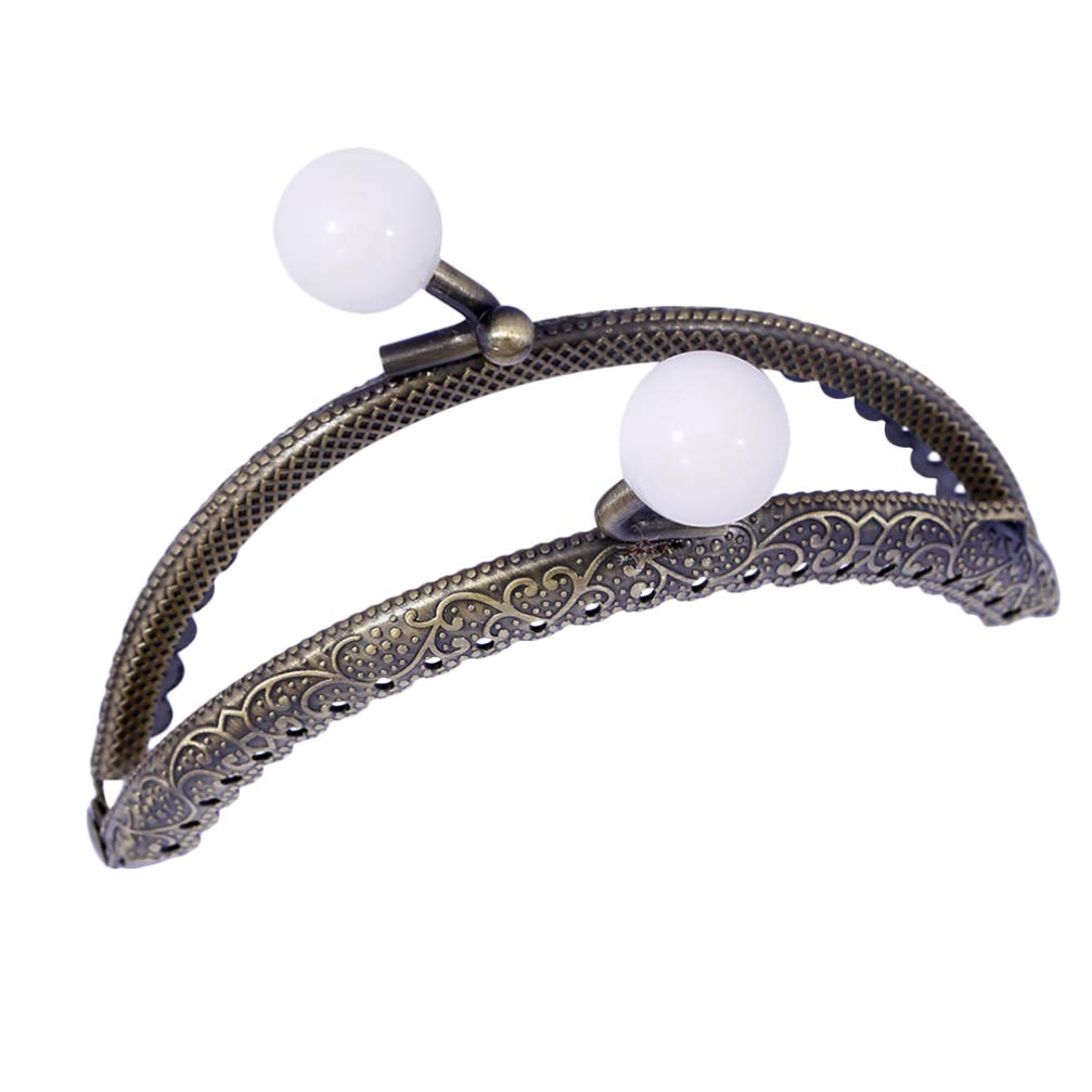 SUPVOX 8.5cm Metal Frame Purse Clasp - DIY Craft Pearl Kiss Lock Coin Bag Frame - Semicircular Arch Shape Clutch for Handbag Making (White) | Perfect for Evening Bags, Wedding Purses & DIY Fashion Accessories