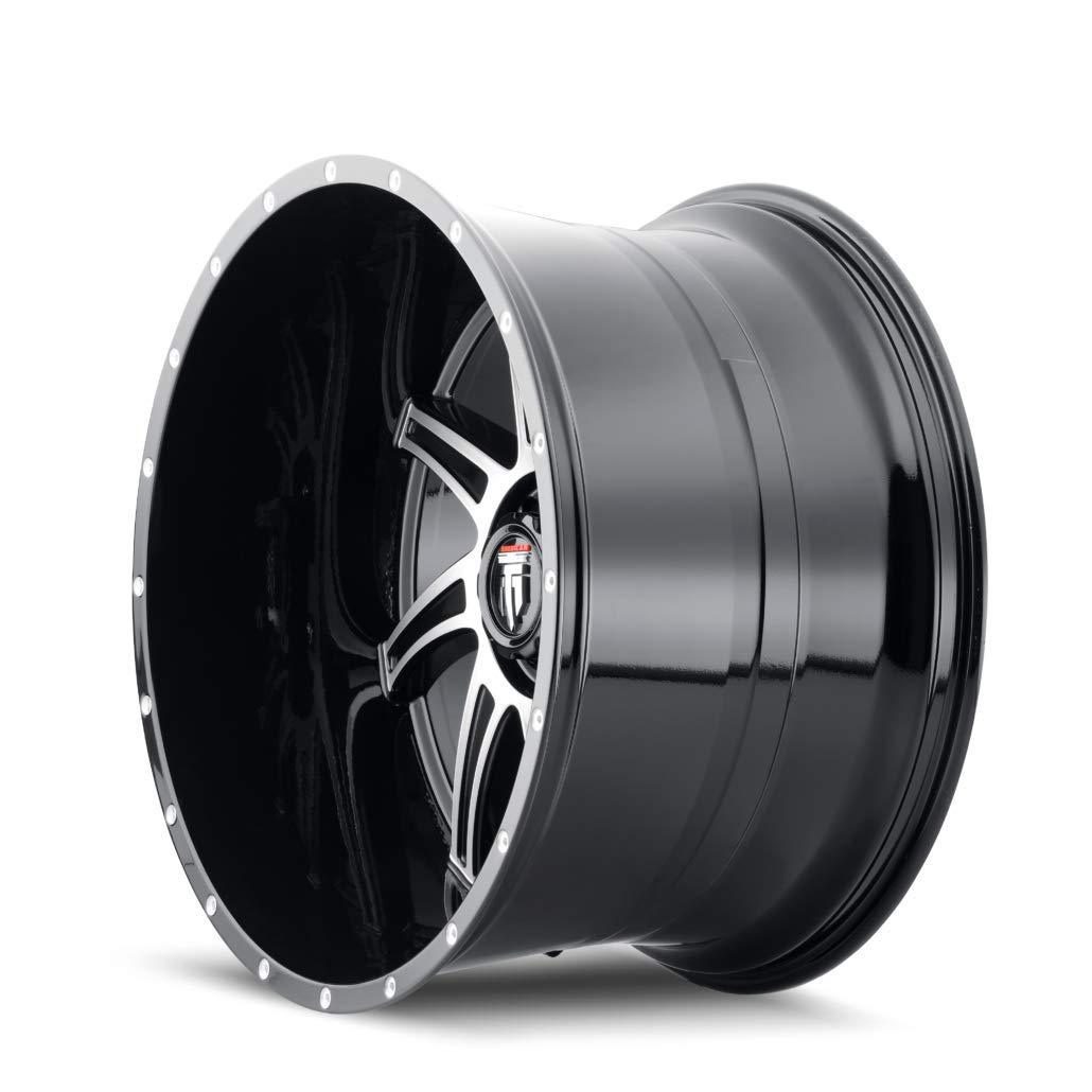 Vortex AT162 22-Inch 8x165.1 4-Wheel Rims 22x12 -44mm Black Machined - Perfect for Off-Road Trucks & SUVs, Custom Car Upgrades & Styling