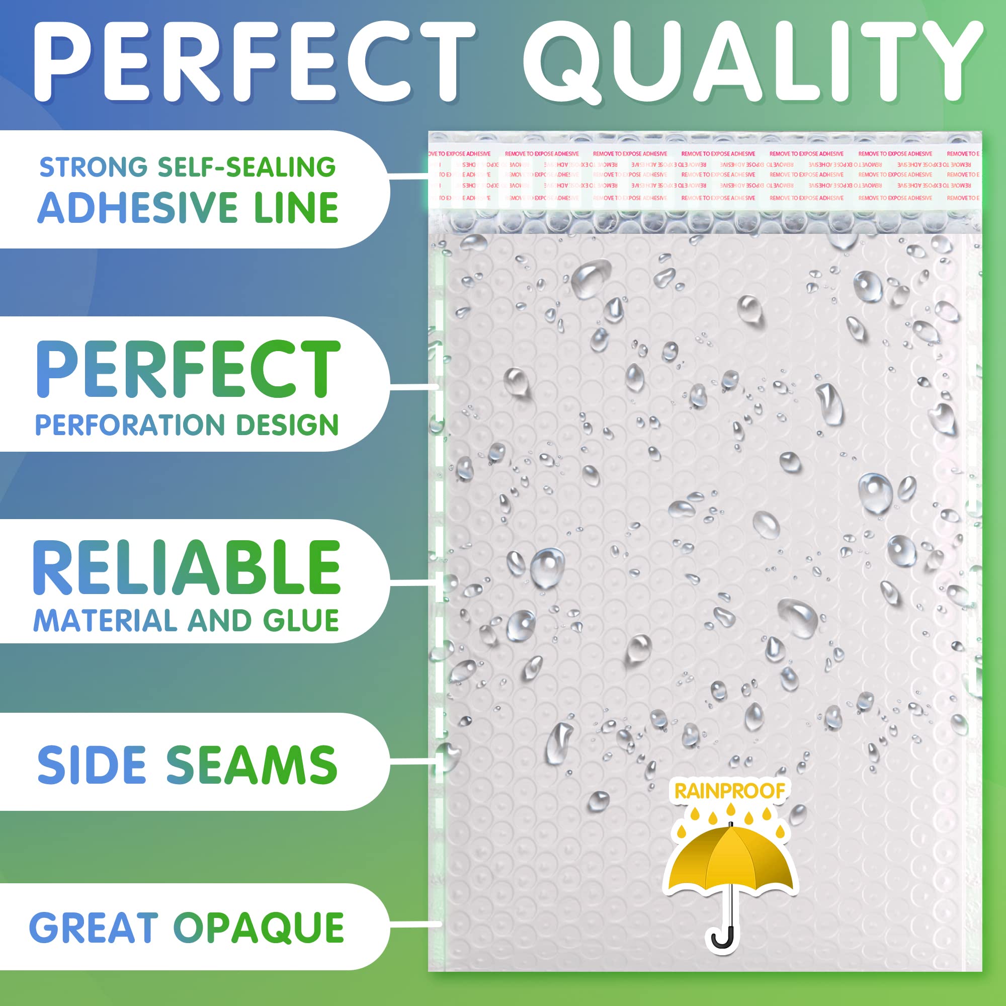 AMZ White Poly Bubble Mailers 6.5 x 9 Inches - Pack of 300 Padded Envelopes with Peel & Seal for Mailing, Shipping & Packaging | Perfect for Ecommerce, Small Business & Online Sellers