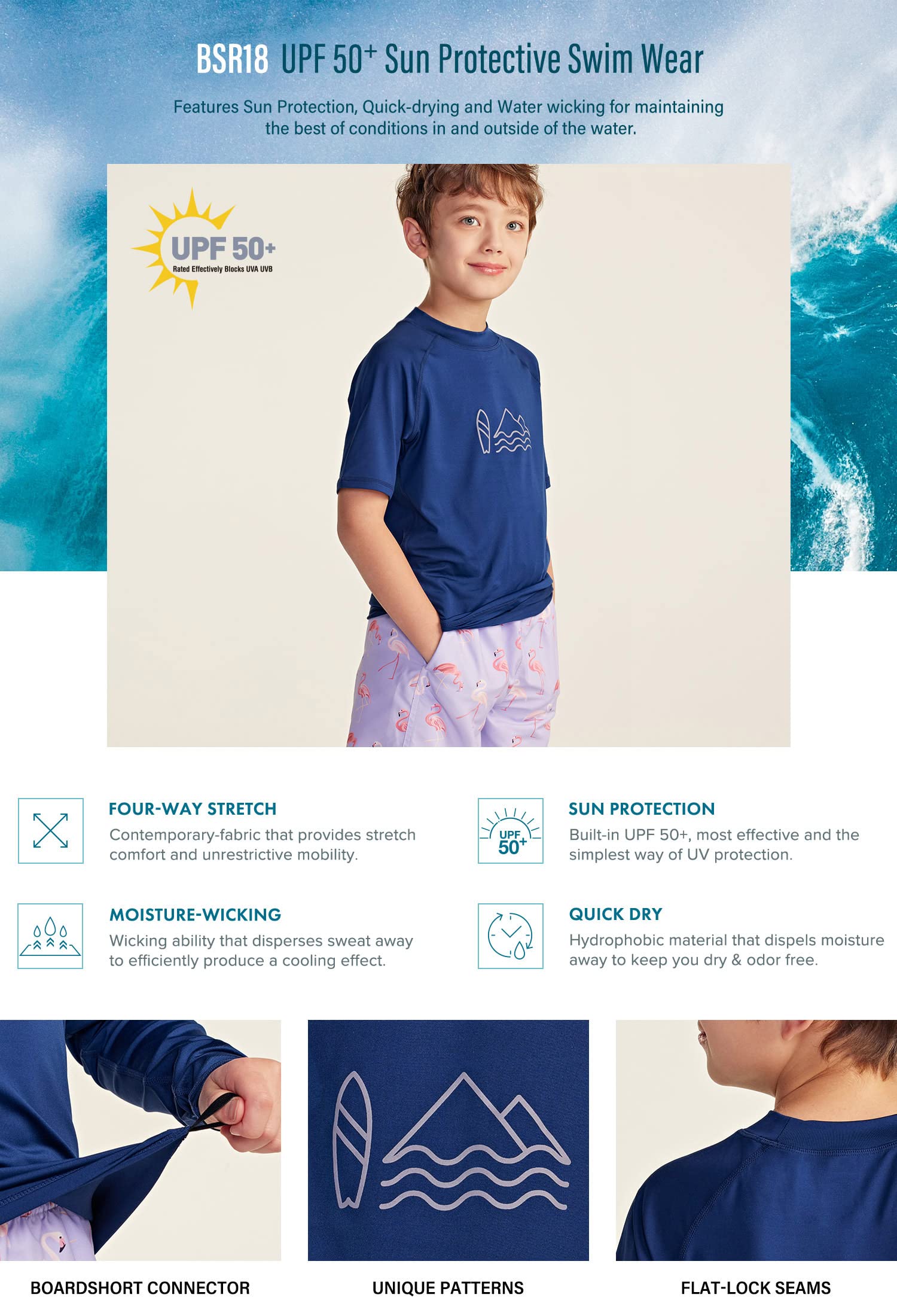TSLA UPF 50+ Kids Rash Guard Short Sleeve UV Protection Swim Shirt - Youth Sun Protective Swimwear for Boys & Girls - Perfect for Swimming, Surfing & Beach Activities
