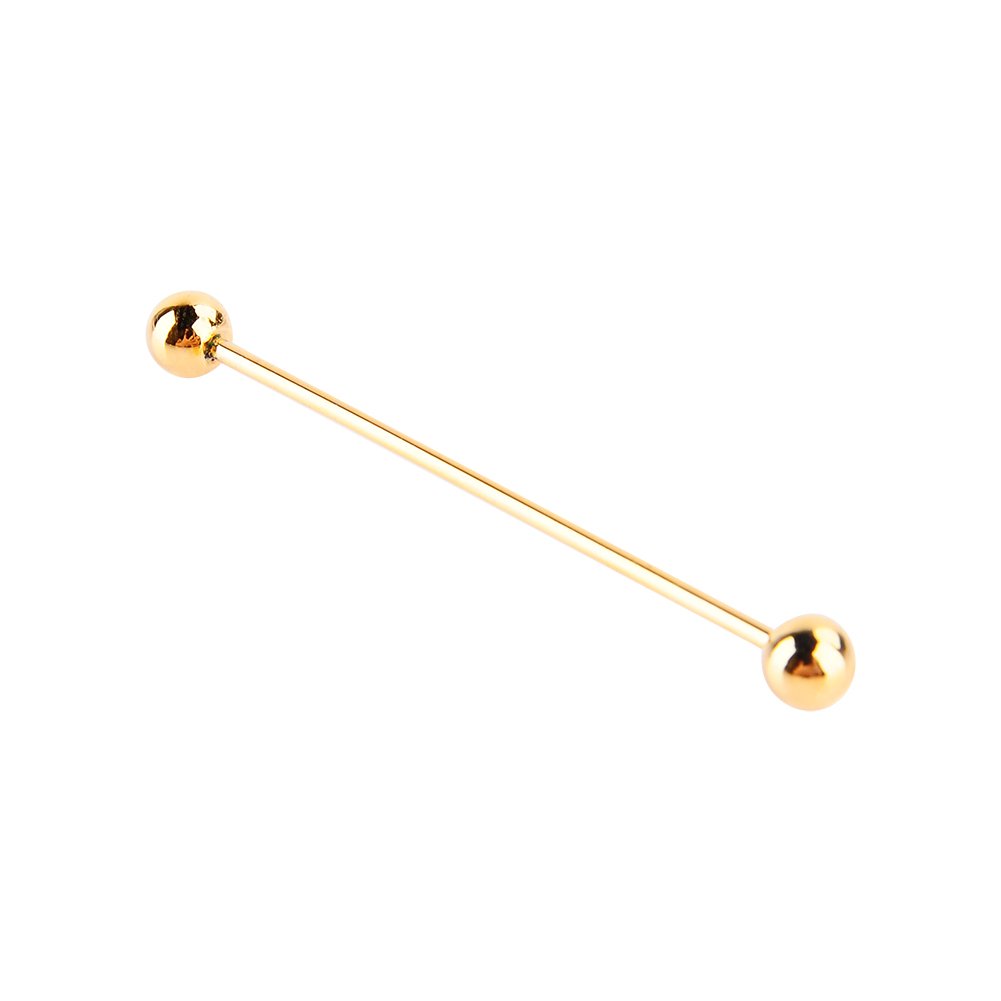 Gold Plated Steel Collar Pins for Men - 2 Pack Tie Bar Clips, 6CM Barbell Stud Brooch for Suits & Formal Wear | Perfect for Weddings, Business Meetings & Special Occasions