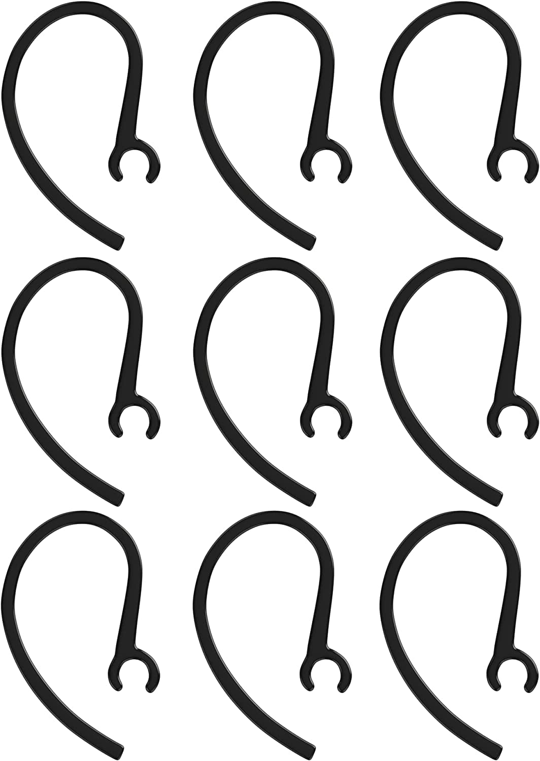 Ear Hooks for M25 M55 M70 M90 M155 M165 Bluetooth Headsets - 9 Pack Black Replacement Loops & Clips for Secure Fit During Workouts, Running, and Phone Calls