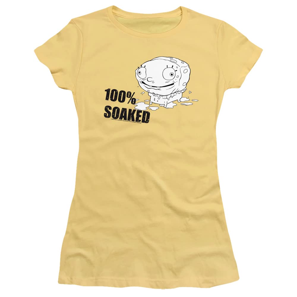 Spongebob 100% Soaked Juniors' Sheer Fitted T-Shirt | Cartoon Graphic Tee for Girls | Casual Wear & Cosplay Outfit