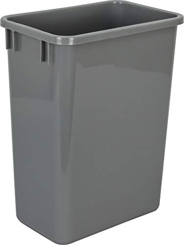 35-Quart (8.75-Gallon) Grey Plastic Trash Can - Heavy Duty Kitchen & Office Garbage Bin for Home, Commercial Use - Large Waste Disposal Container with Pull-Out Frame Compatibility - Perfect for Under Sink, Pantry & Bathroom Organization