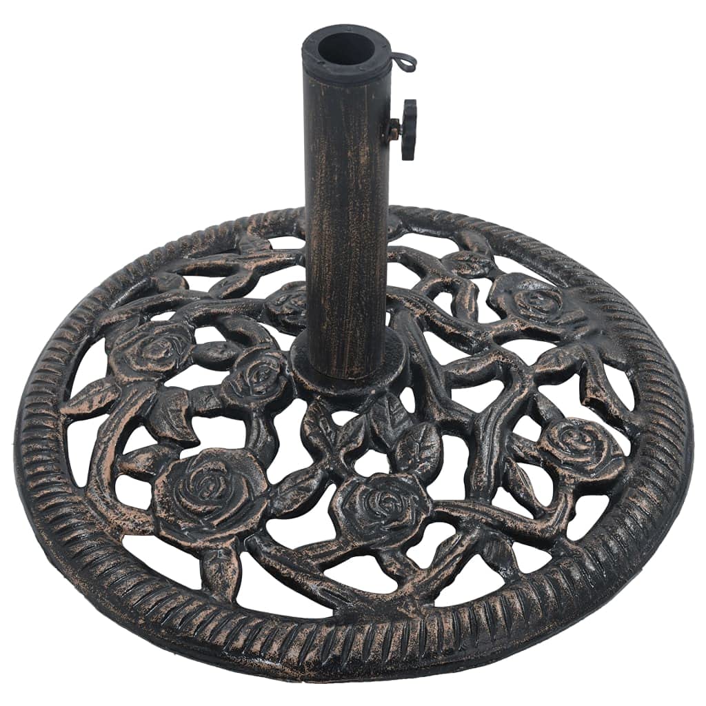 Heavy Duty Bronze Cast Iron Umbrella Base Stand - 26.5 lbs, 18.9