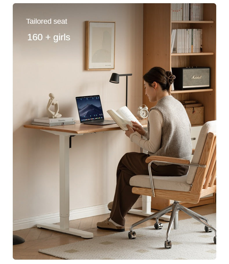 Premium Oak Solid Wood Smart Electric Height Adjustable Standing Desk - Ergonomic Home & Office Workspace Solution for Productivity & Comfort