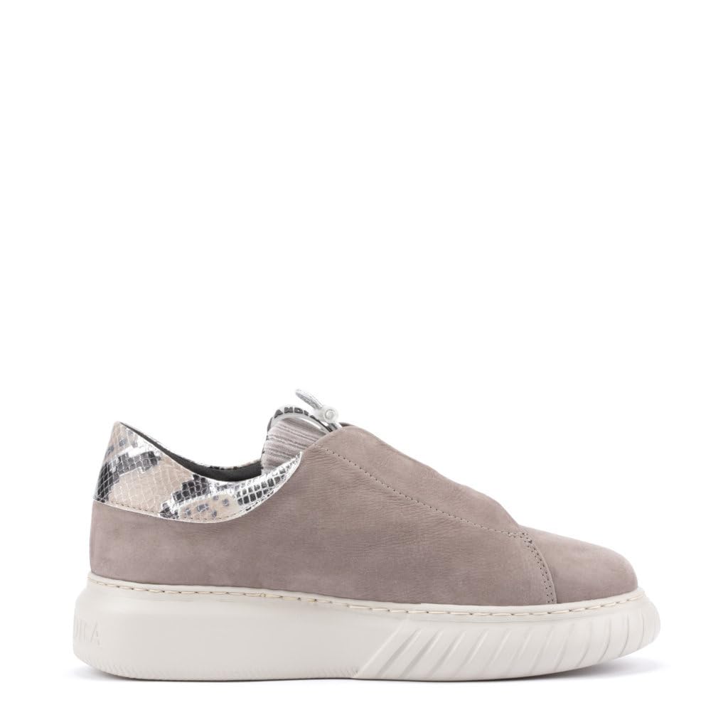 ANDiA FORA - Libi PY Women's Leather Sneakers | Handmade Comfortable Casual Shoes for Women | Grey | Perfect for Walking, Work & Everyday Wear