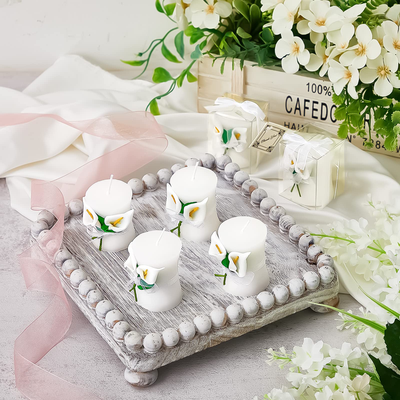 48 Pack Calla Lily Wedding Candles with Gift Box & Cards - Perfect Bridal Shower Favors & Party Keepsakes