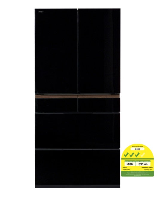 Hitachi R-GWC670TS XK/XW 525L 6-Door Refrigerator - Large Capacity French Door Fridge for Home, Kitchen & Restaurant Use