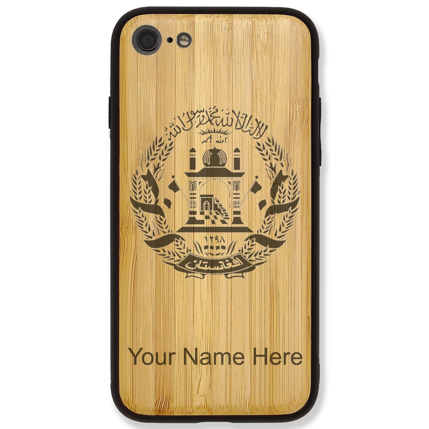 Premium Bamboo Phone Case for iPhone 6/6s - Custom Afghan Flag Engraving - Durable & Eco-Friendly Protective Cover for Everyday Use, Travel & Gifts