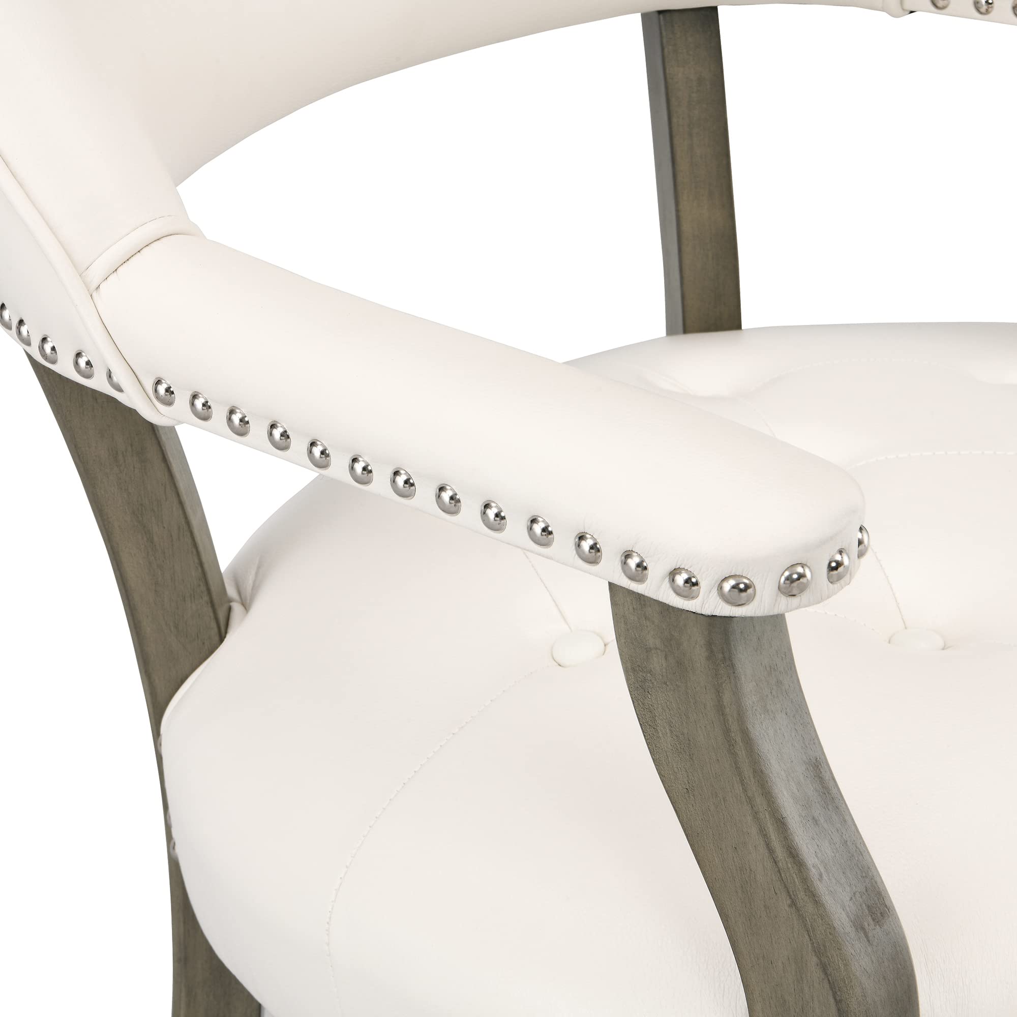 White High Back Dining Chair with Casters - Rolling Kitchen & Poker Table Chair, Adjustable Captain's Chair for Dinette Sets | Perfect for Home Kitchen, Office, and Game Rooms