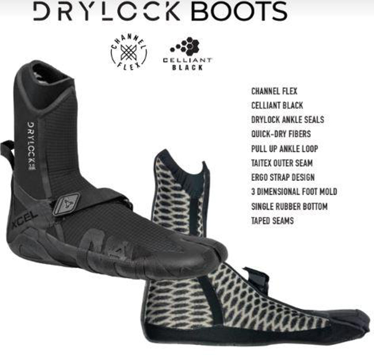 5mm XCEL Drylock Split Toe Booties for Men & Women - Premium Neoprene Scuba Diving Socks for Surfing, Kayaking, and Water Sports