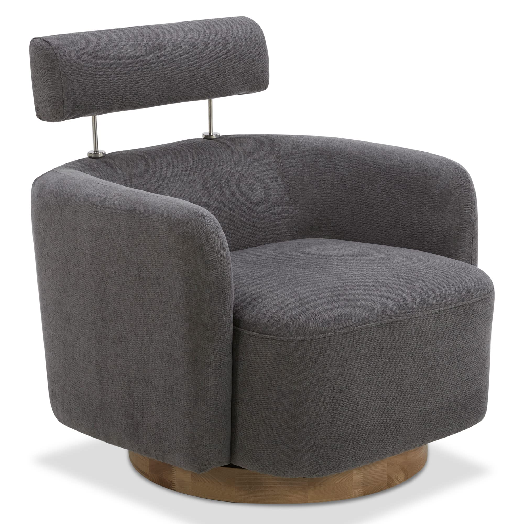 CHITA Swivel Accent Chair - Modern Barrel Armchair with 360° Rotation & Adjustable Backrest, Dark Grey Upholstered Lounge Chair for Living Room, Bedroom, Office or Reading Nook - Perfect for Relaxing & Entertaining Guests