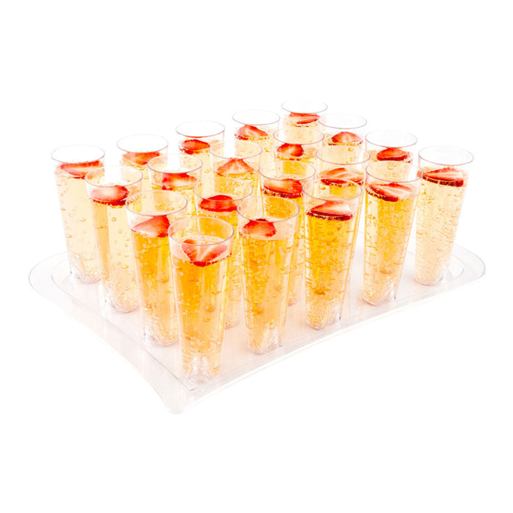 5 oz Clear Plastic Tall Cocktail Glasses with Serving Tray - 14.5