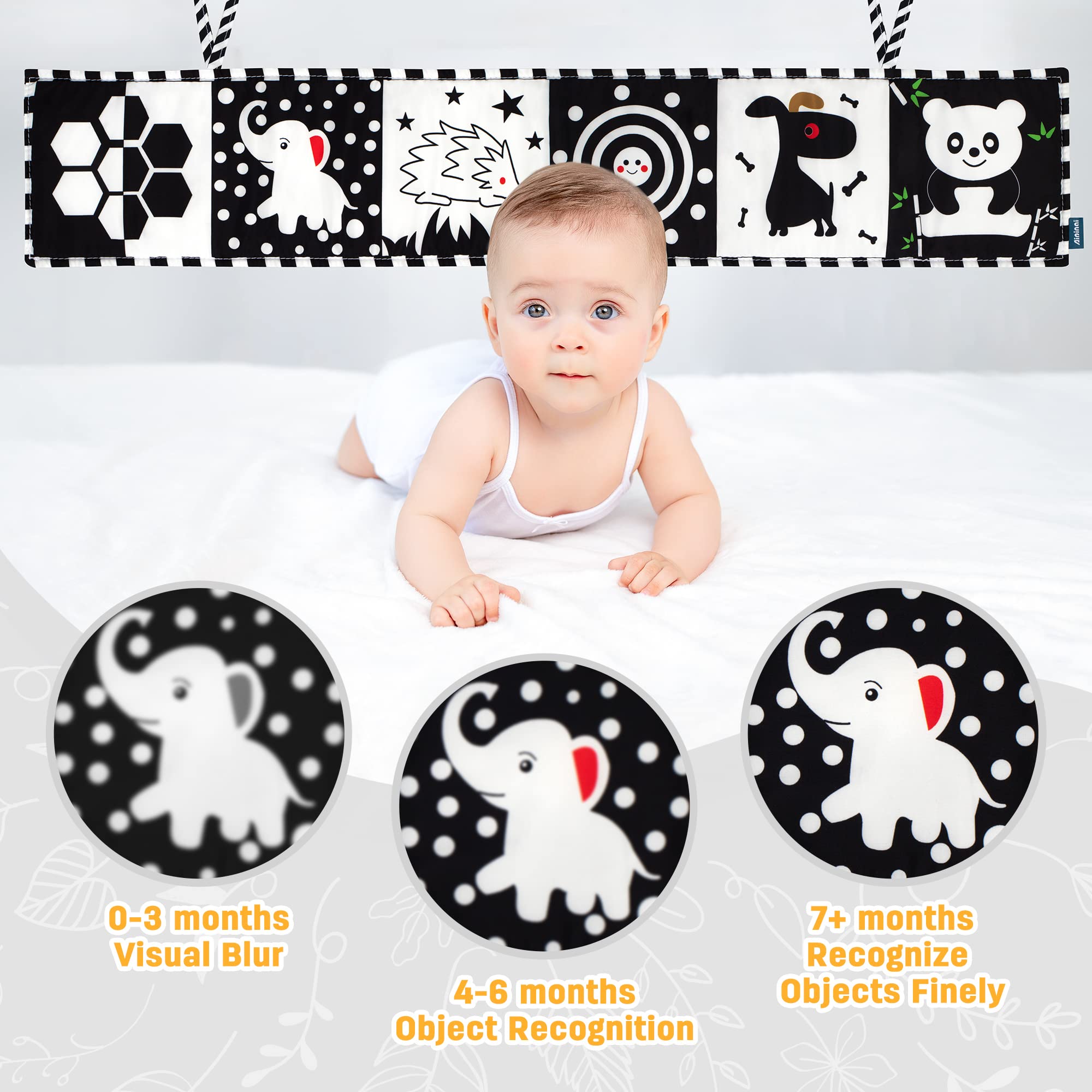 SYNARRY High Contrast Black & White Baby Book - Newborn Sensory Toys 0-6 Months | Tummy Time Activity Cloth Book for Infant Visual Development | Perfect for Early Learning & Playtime