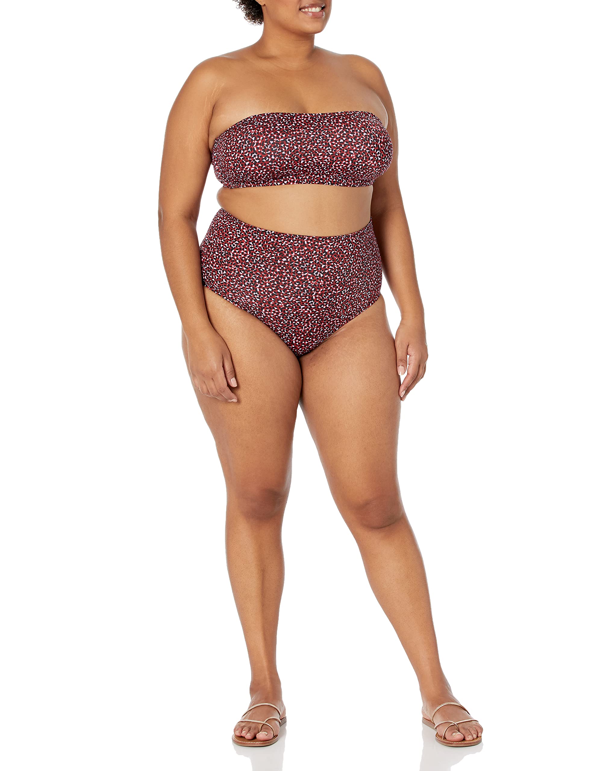 Amazon Essentials Women's High Waist High Leg Bikini Bottom - Comfortable Swimwear for Beach, Pool & Summer Vacations