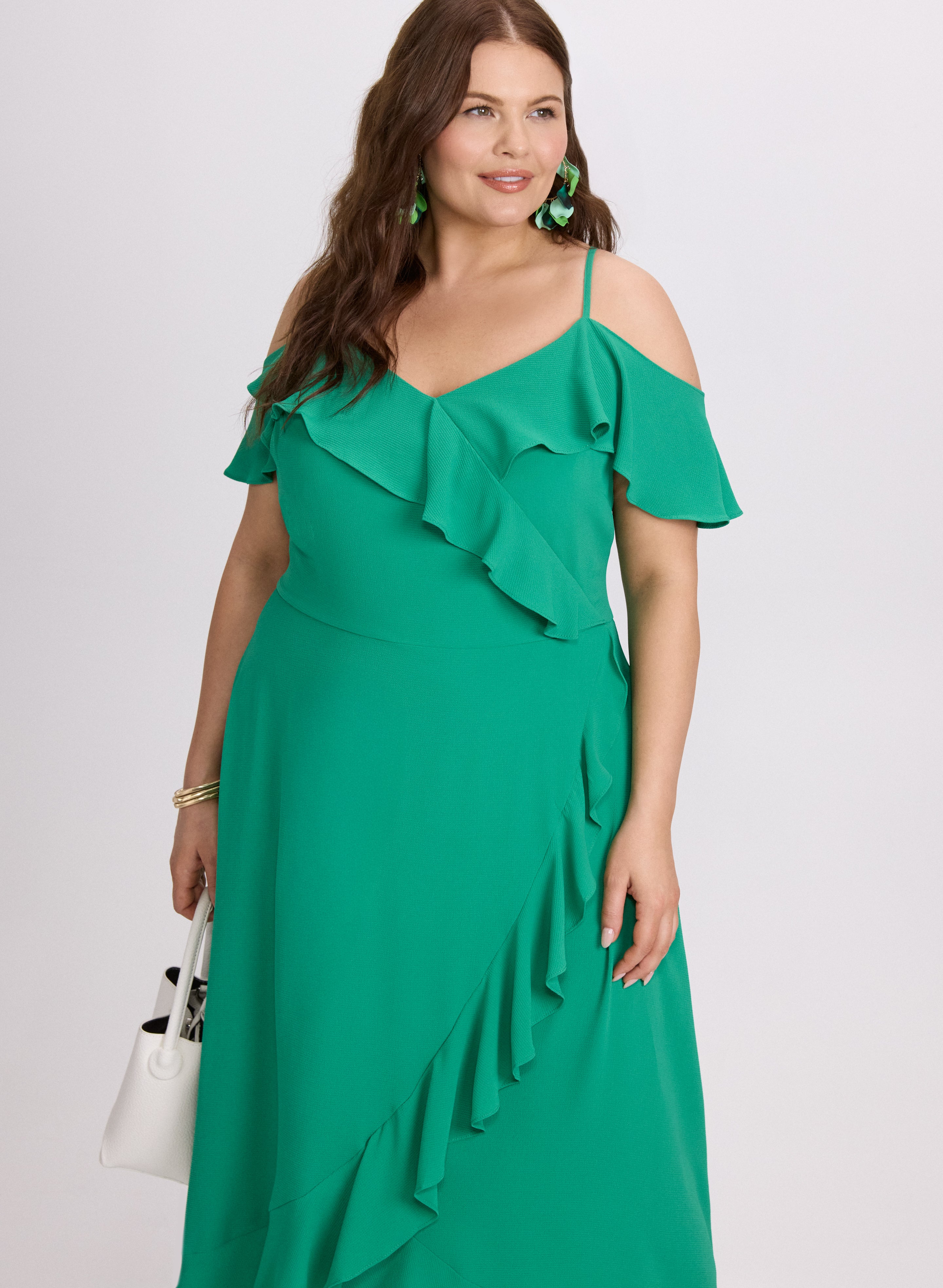 Elegant Cold Shoulder Midi Dress for Women - Flowy Summer Party Dress for Weddings, Date Nights & Beach Vacations
