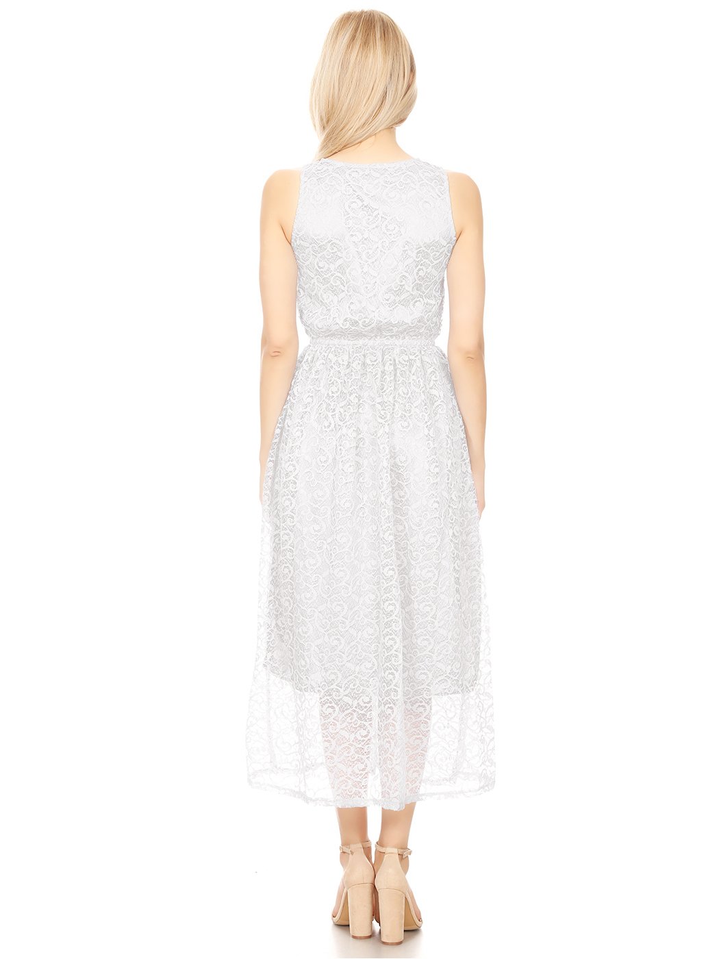 Anna-Kaci Women's Sleeveless Floral Lace Midi Dress - Elegant Cocktail & Formal Gown for Wedding Guest, Evening Party, and Special Occasions