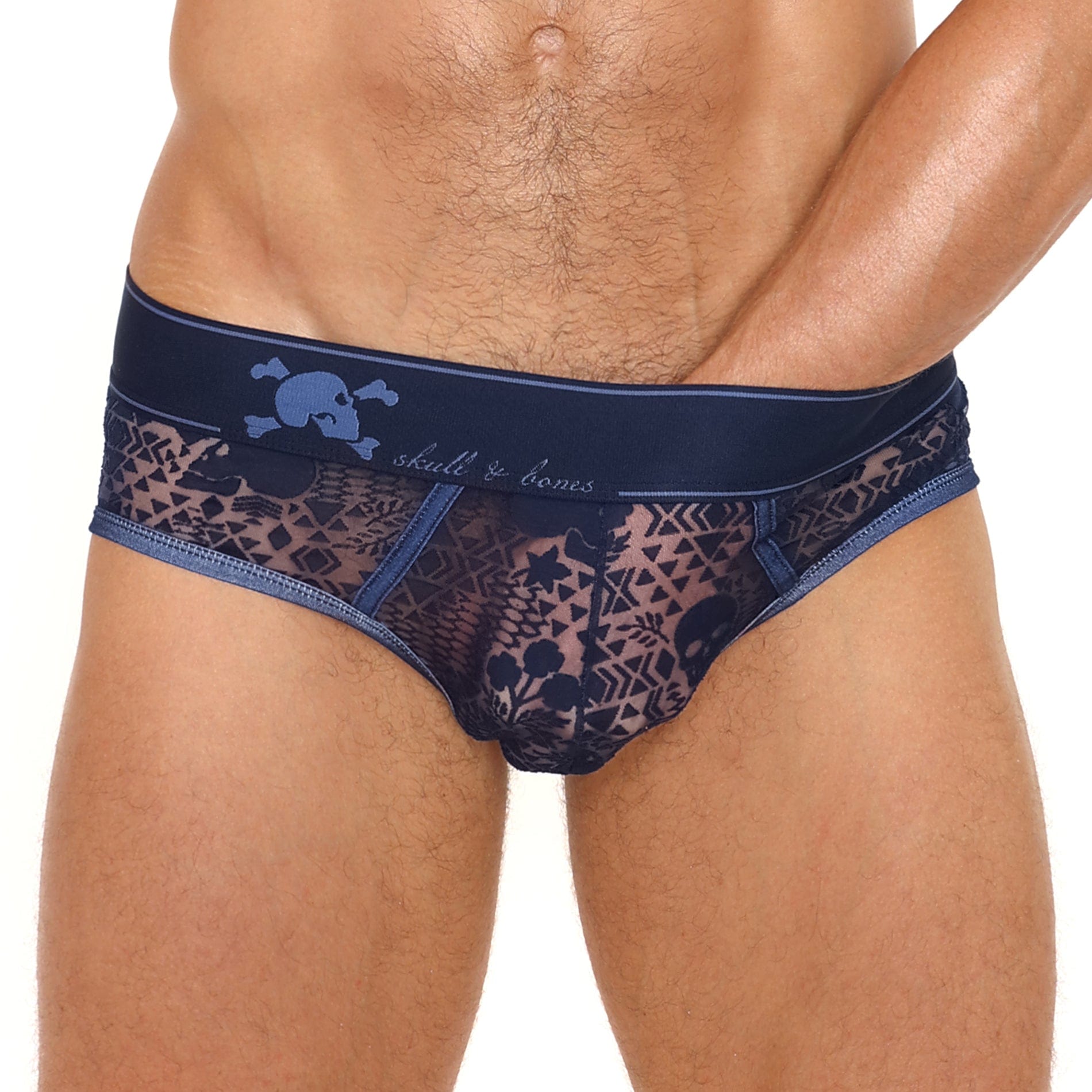 Skull and Bones Burnout Brief Midnight - Stylish Men's Boxer Shorts for Comfortable Sleep & Lounge Wear
