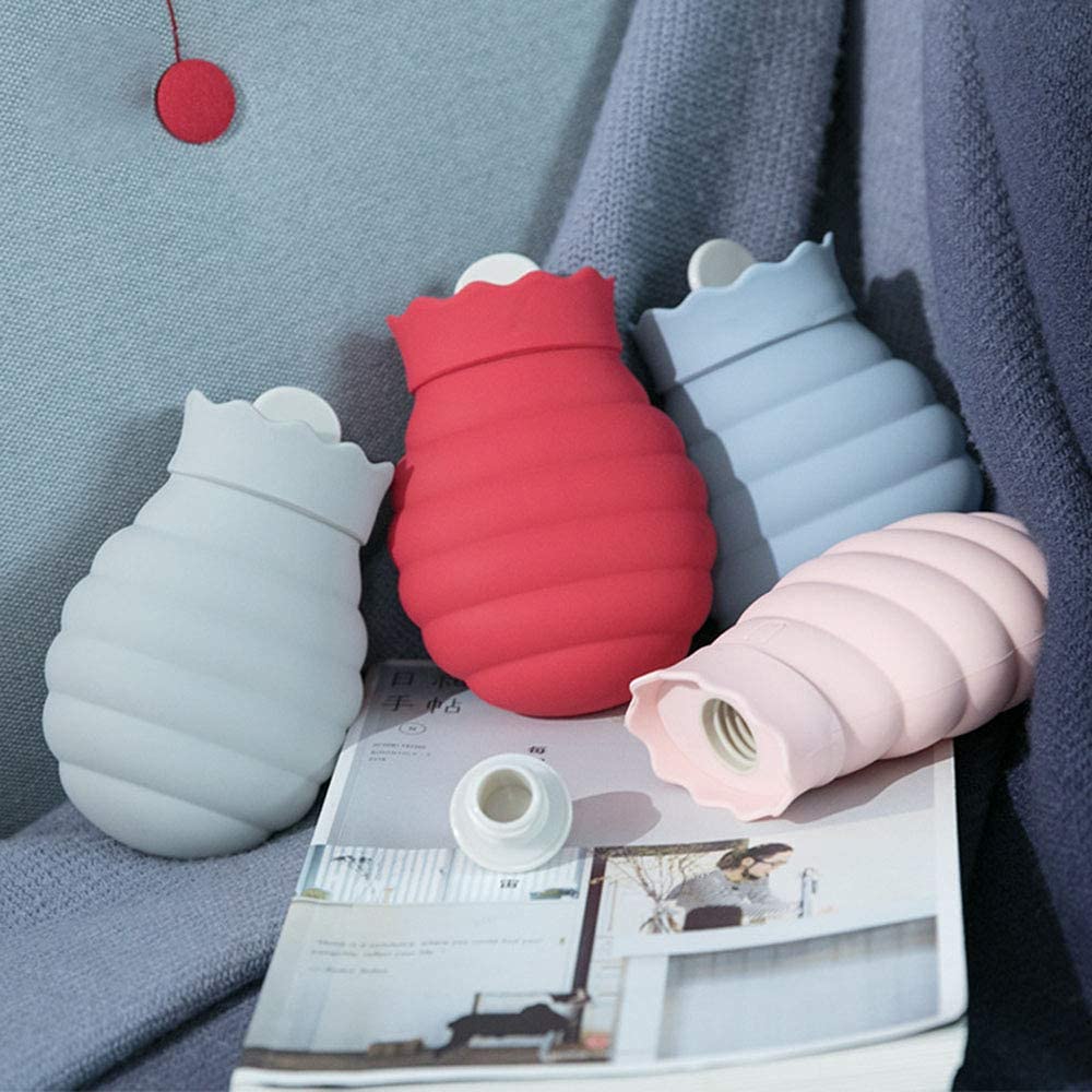 Premium Soft Silicone Hot Water Bottle for Pain Relief - Reusable & Leak-Proof Warm Water Bag - Comfort for Period Cramps, Back Pain & Cold Weather (Gray) - Perfect for Home, Office & Travel Use