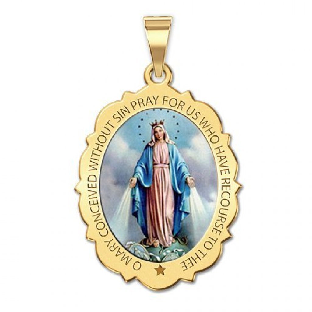 Miraculous Medal Necklace - Catholic Virgin Mary Pendant in 10K/14K Gold or Sterling Silver - Religious Jewelry for Women & Men - First Communion Gifts for Boys & Girls - Perfect for Daily Wear, Church Events & Spiritual Protection