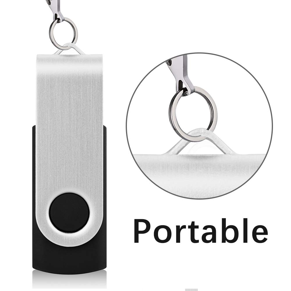 KEXIN 100 Pack 8GB USB Flash Drives Bulk - Swivel Design Thumb Drives Memory Sticks USB 2.0 Black - Perfect for School, Office, Business, Data Storage & Bulk Gifting