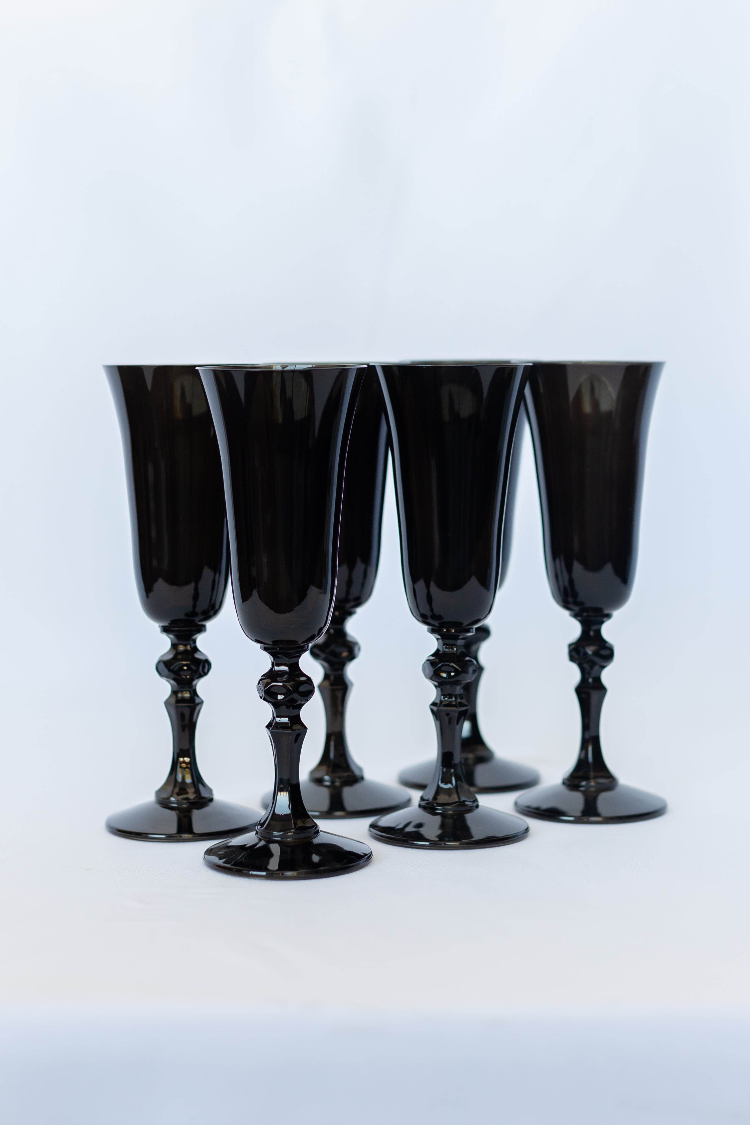 Estelle Colored Regal Flute Set of 6 - Elegant Black Glass Flutes for Wine, Champagne & Cocktails | Perfect for Weddings, Parties & Special Occasions