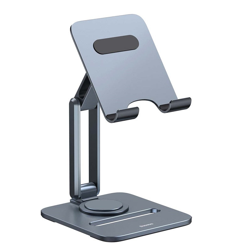 Baseus Metal Biaxial Foldable Tablet Stand for iPad - Adjustable Desktop Holder for Reading, Watching & Working (Grey)