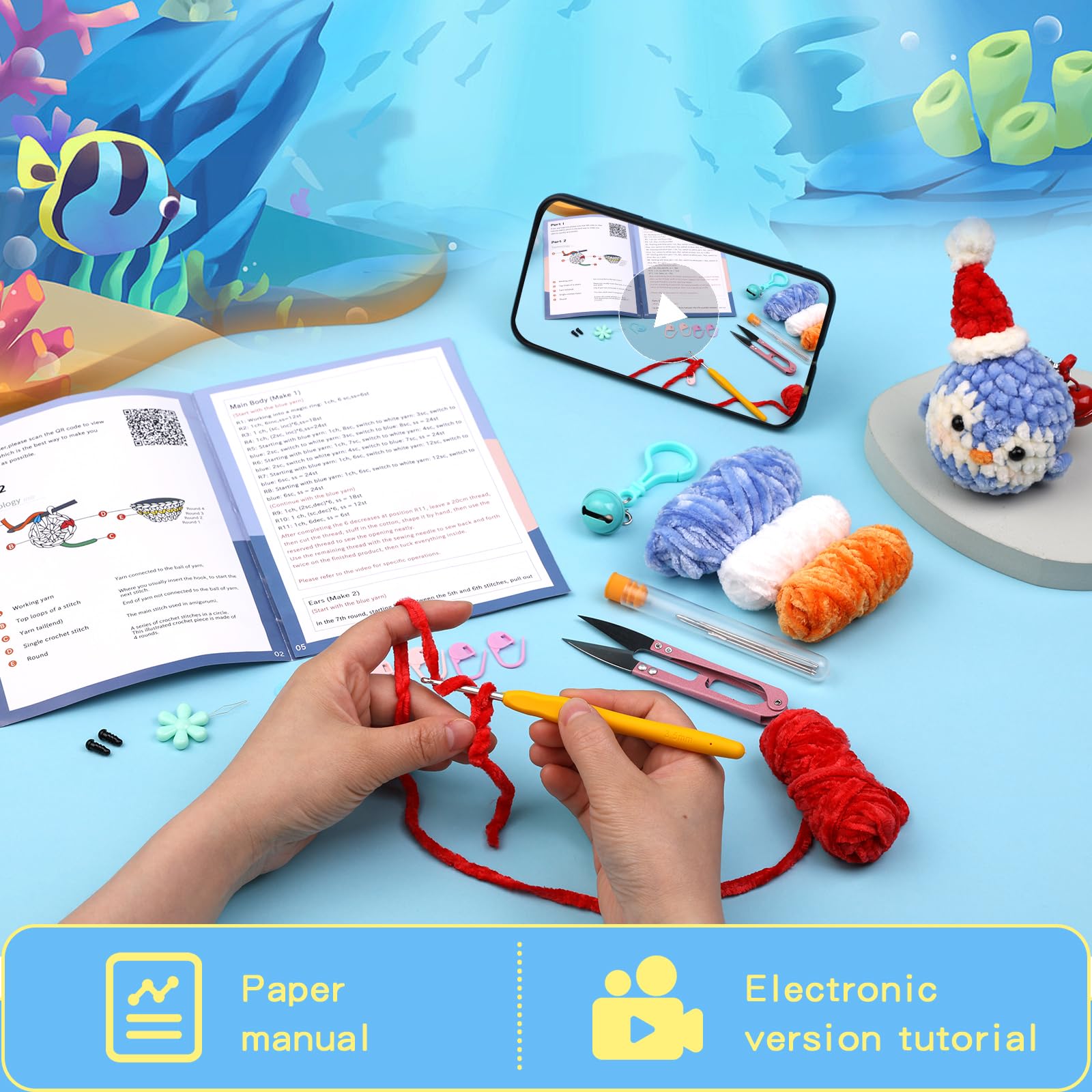UzecPk Complete Crochet Starter Kit for Beginners - DIY Animal Amigurumi Making Kit for Adults & Teens - Perfect Gift for Craft Lovers | Great for Relaxation, Home Decor & Handmade Gifts