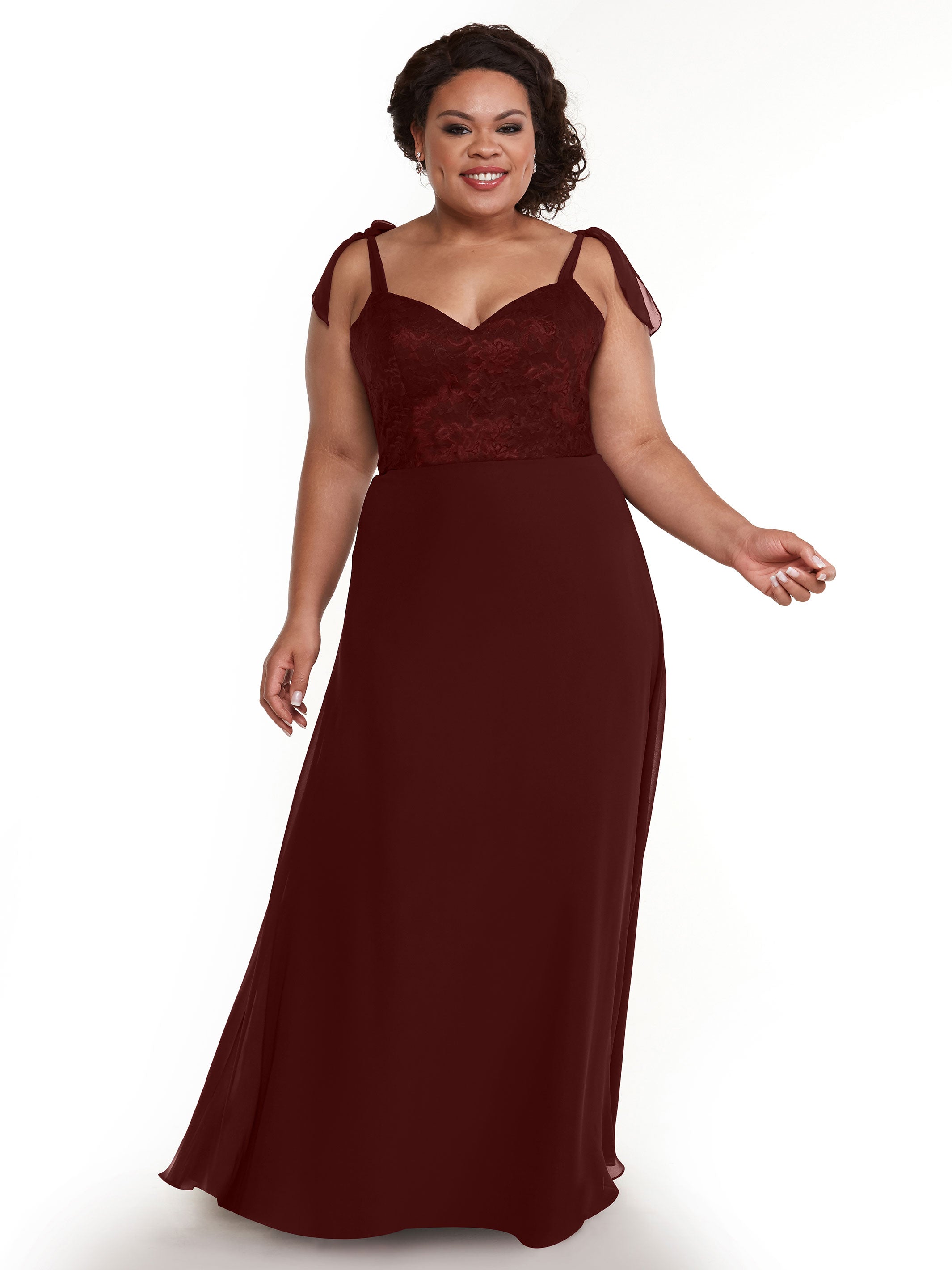 Elegant A-Line Bridesmaid Dress with Lace Bodice & Tulle Ribbon Straps - Perfect for Weddings, Formal Events & Special Occasions