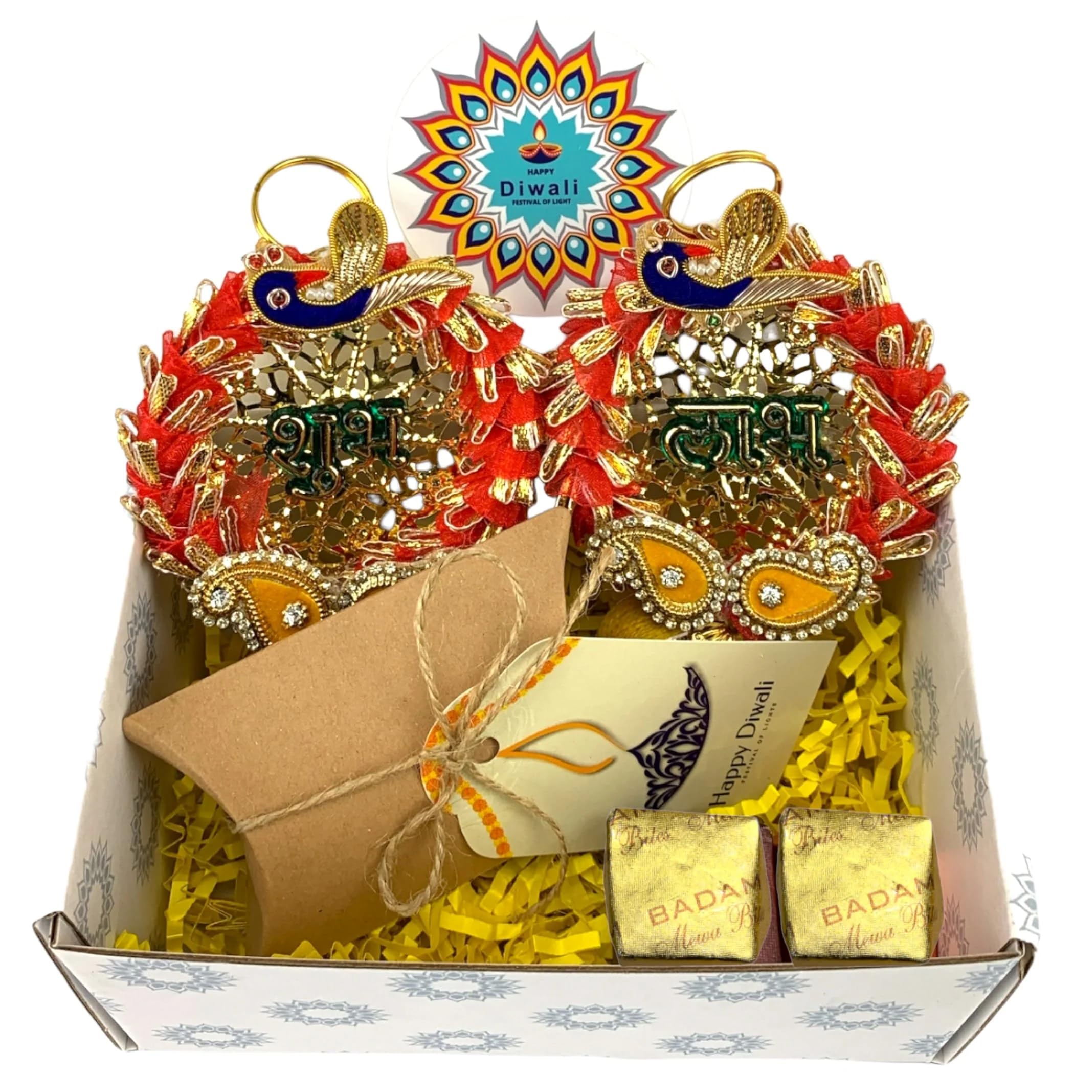 LOVENSPIRE Personalized Diwali Gift Box - Premium Indian Sweets Hamper with Shubh Labh Design | Diwali Corporate Gifts for Employees, Friends & Family | Perfect for Office Celebrations & Festival Home Decor