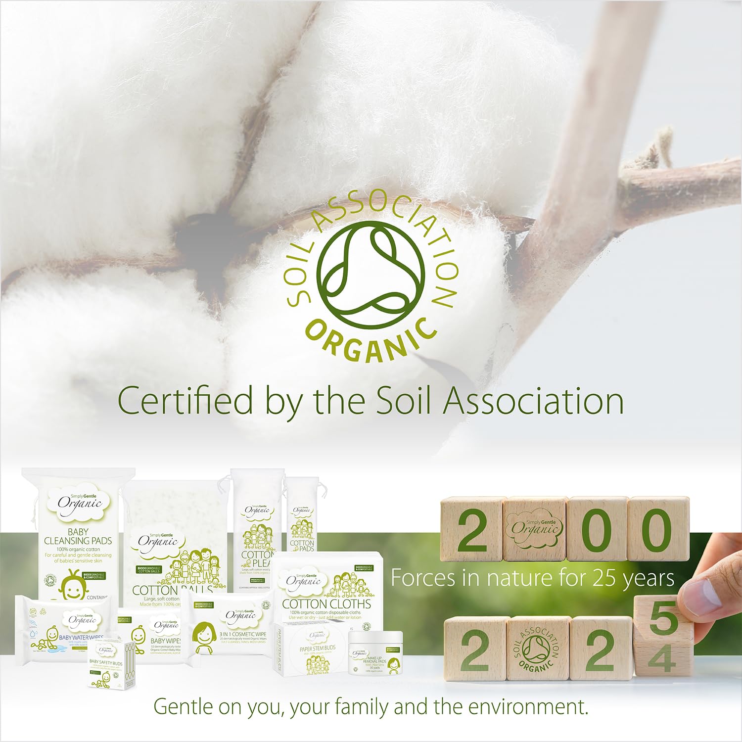 Simply Gentle Organic Cotton Pads for Sensitive Skin - Hypoallergenic First Aid Cotton Rounds - 100% Pure, Fragrance-Free & Non-Irritating - Disposable Soft Makeup Remover Pads (6 Packs of 100) - Perfect for Skincare, Baby Care & Wound Dressing
