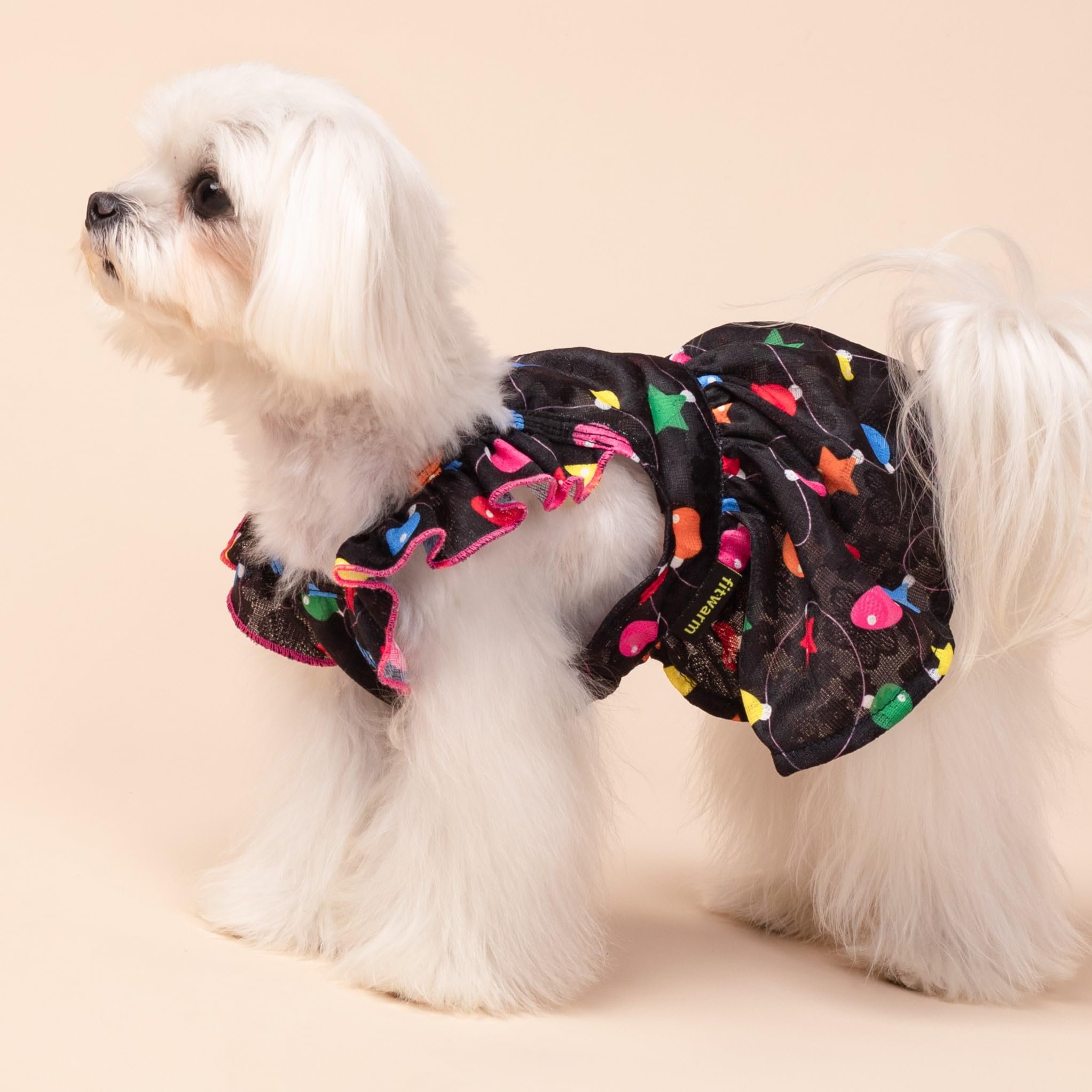 Fitwarm Christmas Light Dog Dress - Cute Holiday Pet Outfit for Small Dogs | Black, Pink, Red | Large Size | Perfect for Christmas Photos & Festive Gatherings