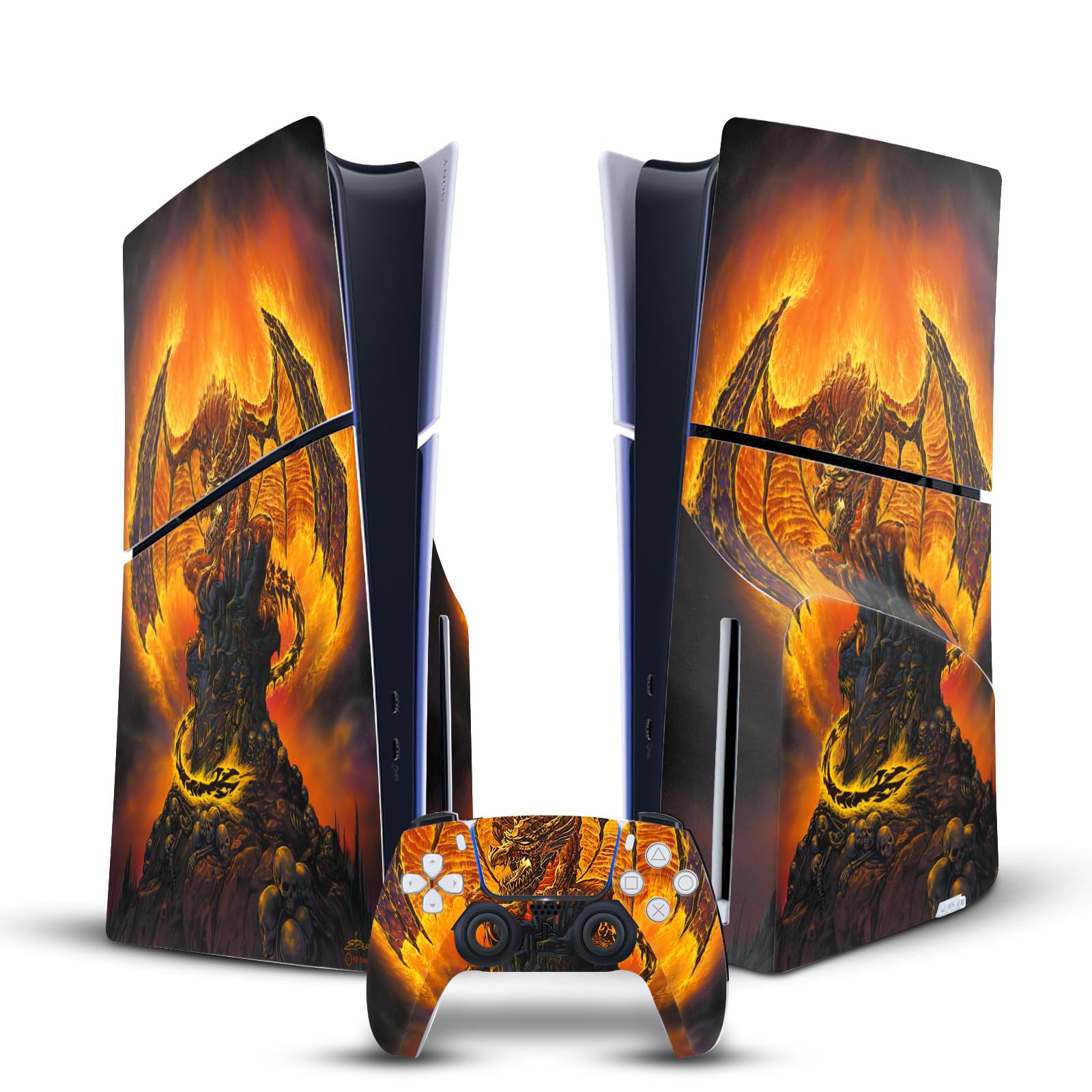 Official Licensed Ed Beard Jr Foreshadow of Fire Dragons Vinyl Decal Skin Compatible with Sony PS5 Slim/Pro Disc Edition Console & DualSense Controller - Gaming Accessories for PS5 Enthusiasts & Collectors