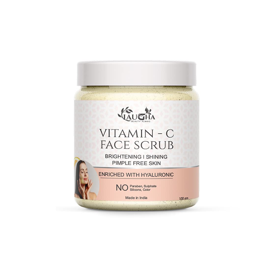 Laugha Vitamin C Face Scrub - Brightening Exfoliator for Tan Removal, Sun Damage Repair & Acne Treatment (100g) | Gentle Cleansing for Glowing Skin | Perfect for Daily Skincare & Post-Sun Care Routine