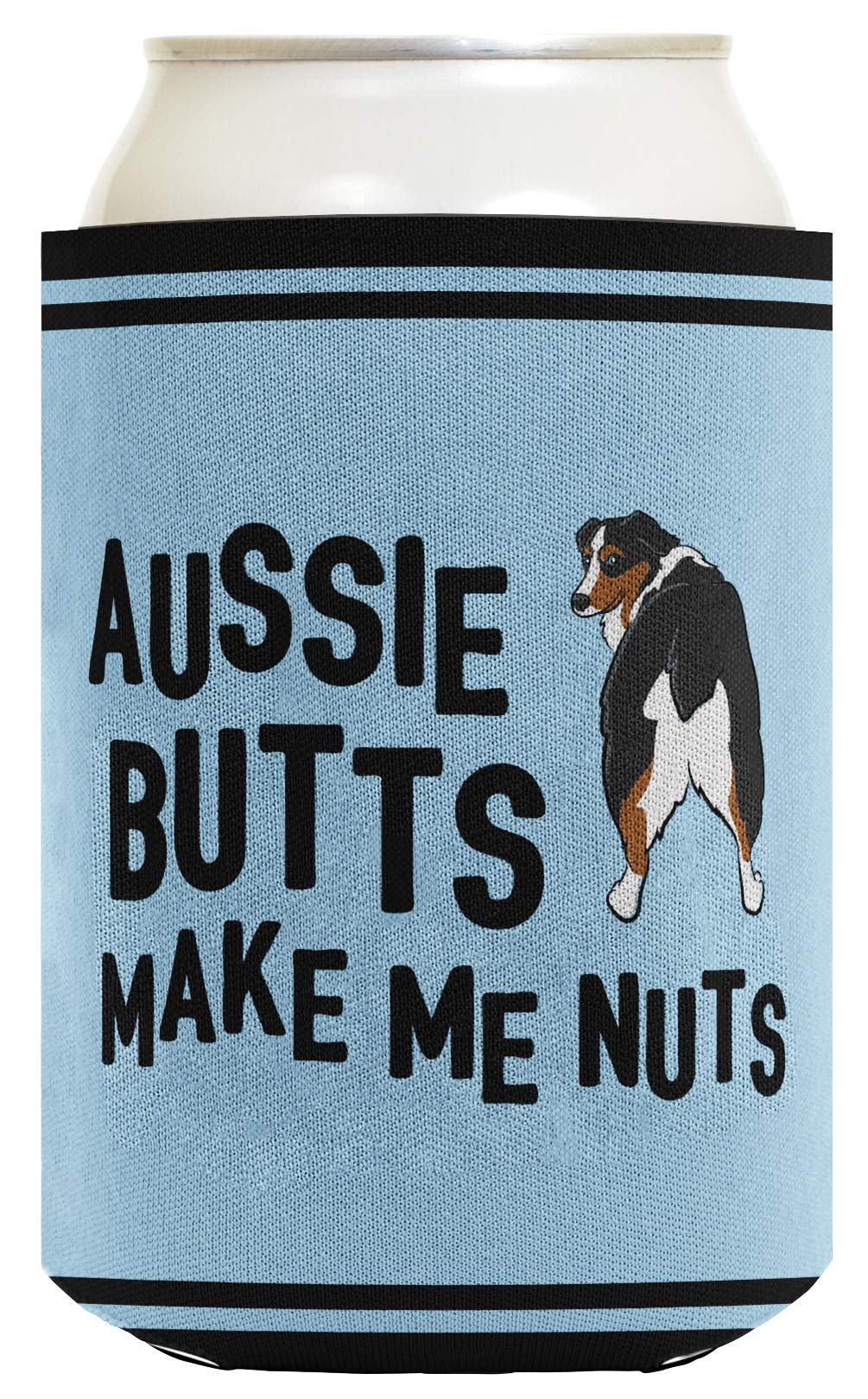 Funny Aussie Shepherd Dog Lover Gifts - 12-Pack Can Coolies with 'Aussie Butts Make Me Nuts' Design | Perfect for Dog Parties, BBQ Gatherings & Aussie Shepherd Enthusiasts