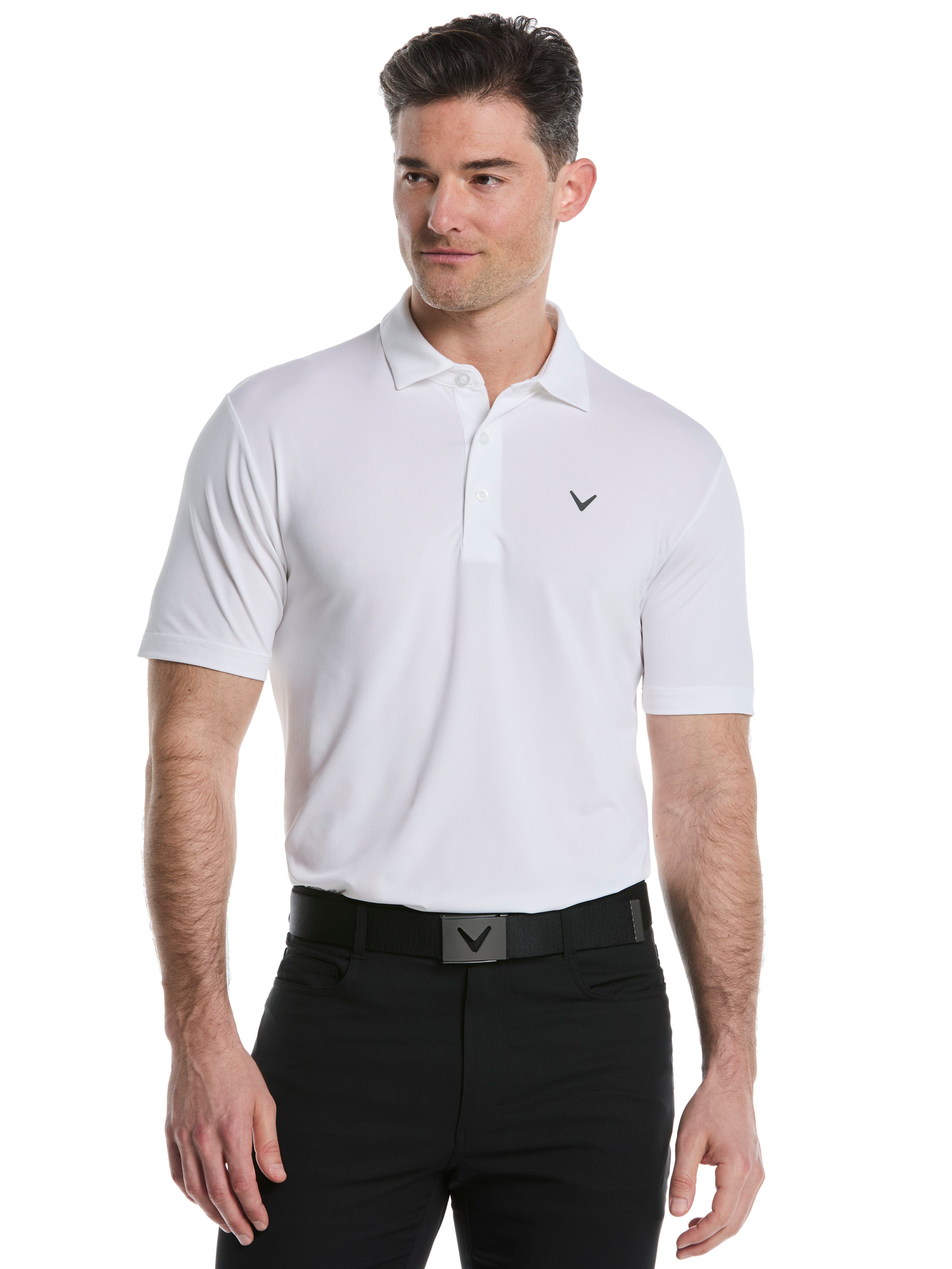 Men's Micro Hex Solid Golf Polo Shirt - Breathable Quick-Dry Performance Tee for Golf, Casual Wear & Outdoor Activities