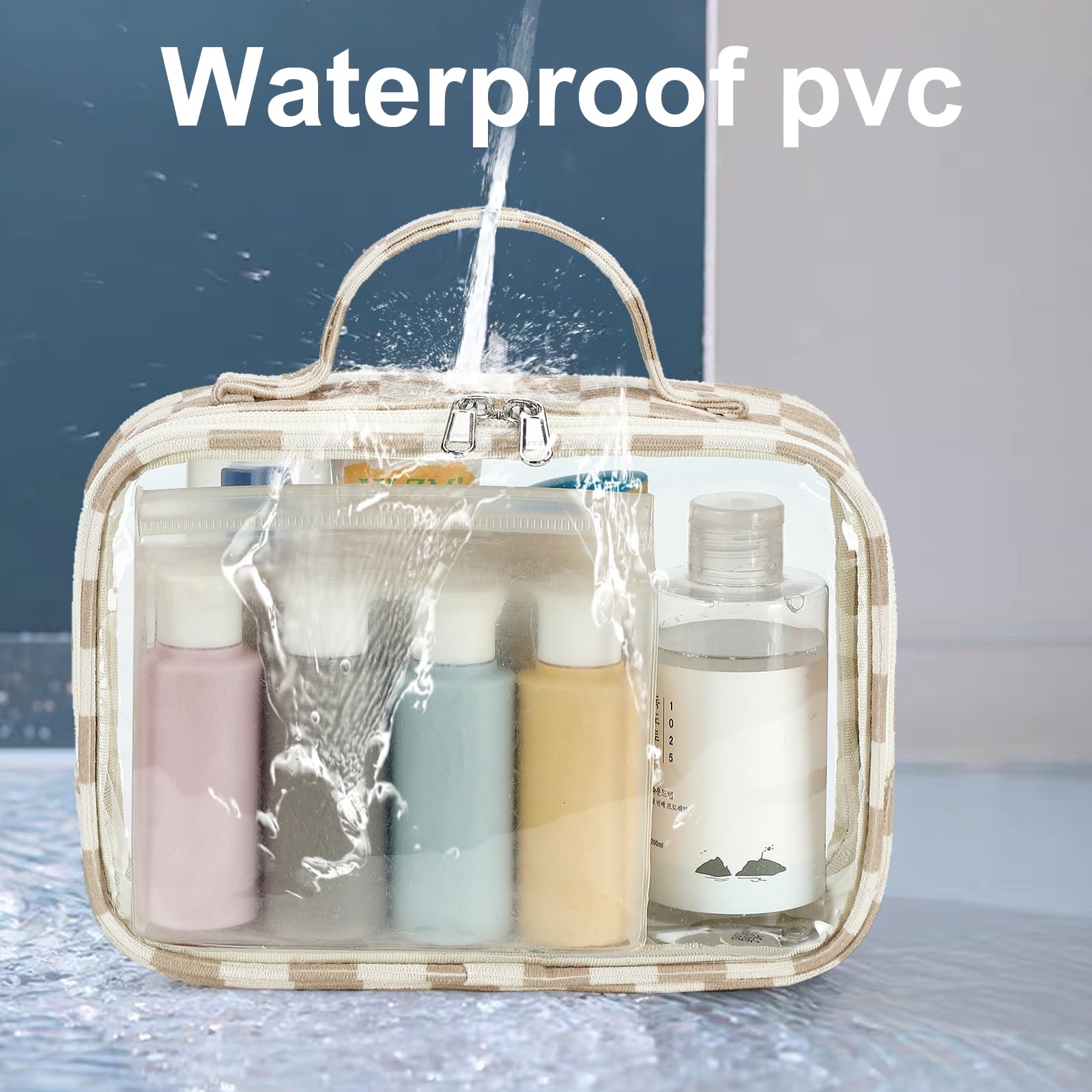 Bluboon 3Pcs Clear Makeup Bags for Women Travel - Waterproof Cosmetic Organizer for Toiletries & Essentials