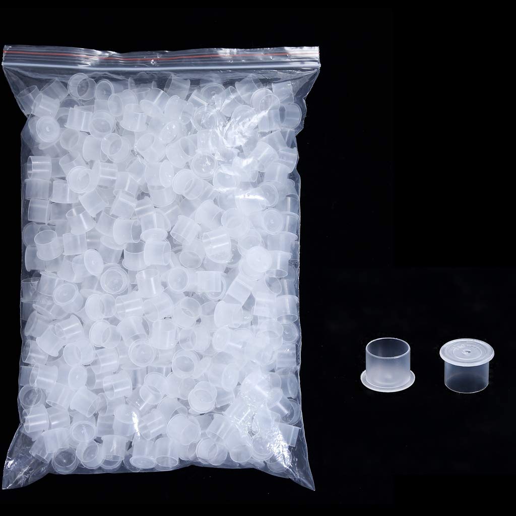 500pcs White Disposable Tattoo Ink Cups with Base - 13mm Medium Plastic Ink Caps for Tattoo Artists, Makeup Pigment & Body Art | Perfect for Tattoo Studios, Home Practice & Professional Ink Kits