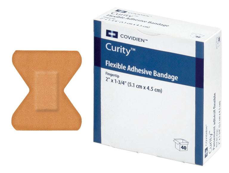 CURITY Fabric Bandages for Fingertip Wounds - Breathable & Flexible First Aid Bandages (40 Count/Box) - Perfect for Minor Cuts, Scrapes & Kitchen Injuries