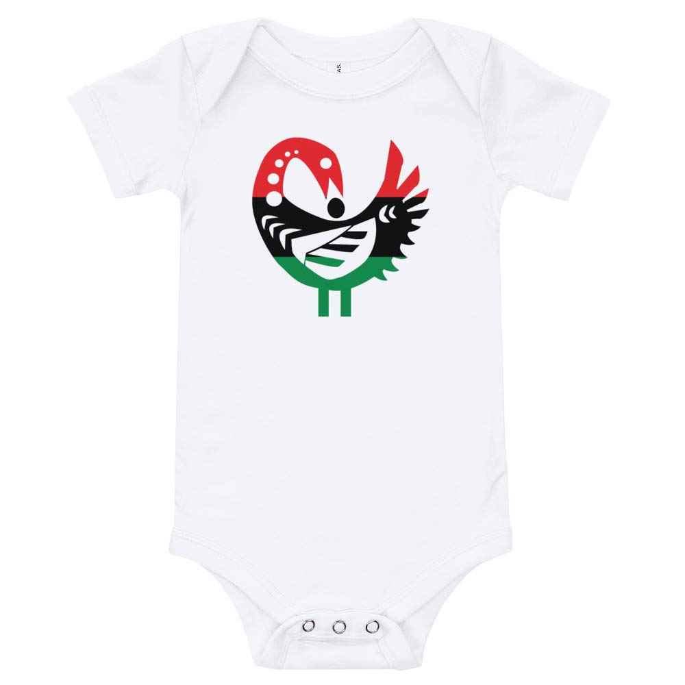 Sankofa Bird Baby Bodysuit - Pan African Art Design - White Unisex Infant Onesie - Baby Shower Gift & New Mom Present - Perfect for Cultural Celebrations & Everyday Wear