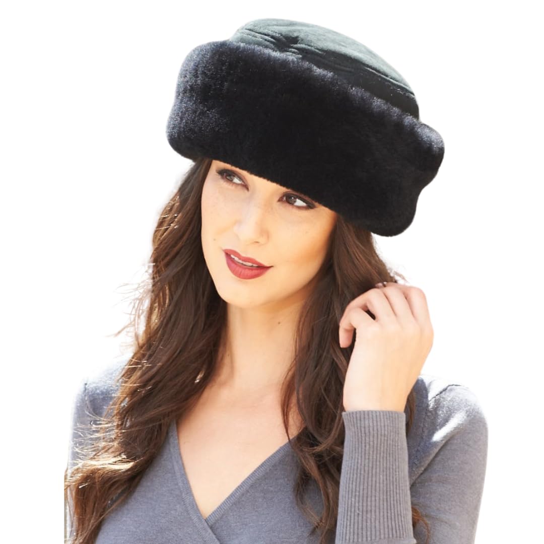 Premium Kelowna Shearling Sheepskin Hat for Men & Women - Cozy Winter Beanie for Cold Weather, Outdoor Activities & Fashion Accessory