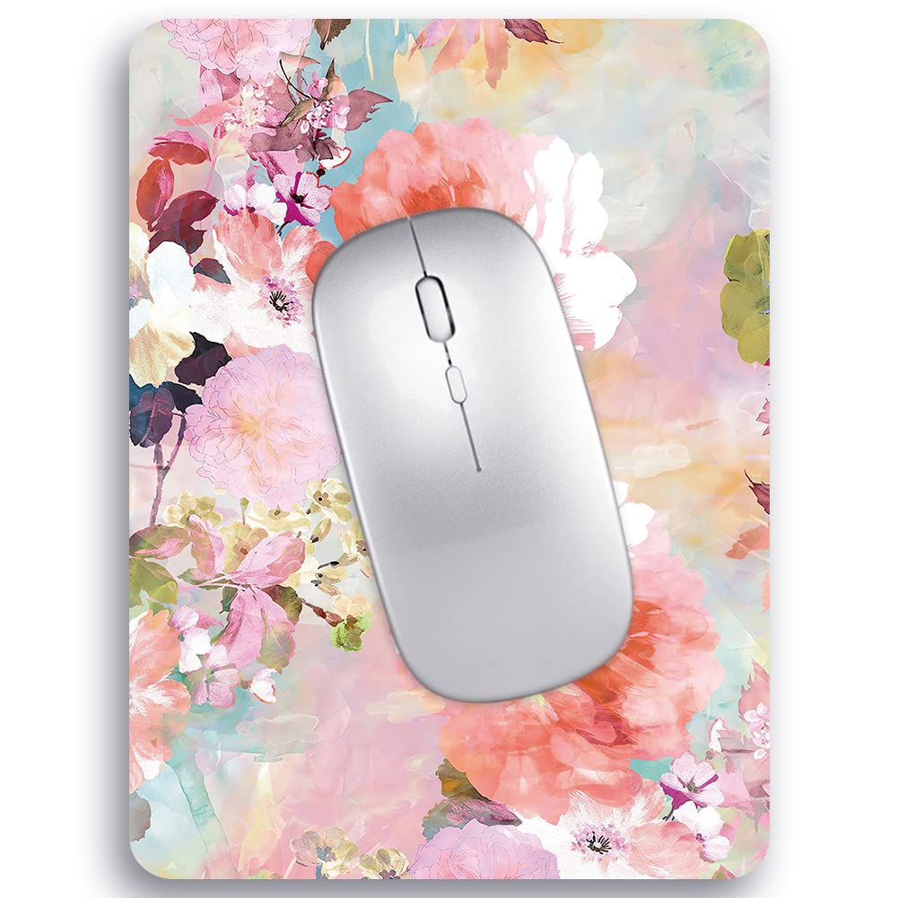 Audimi 6x8 Inch Small Mouse Pad - Thick Non-Slip Mini Mouse Mat for Laptop & Wireless Mouse - Portable, Washable Office & Travel Accessory (Floral Design) - Perfect for Home Office, Gaming & Business Travel
